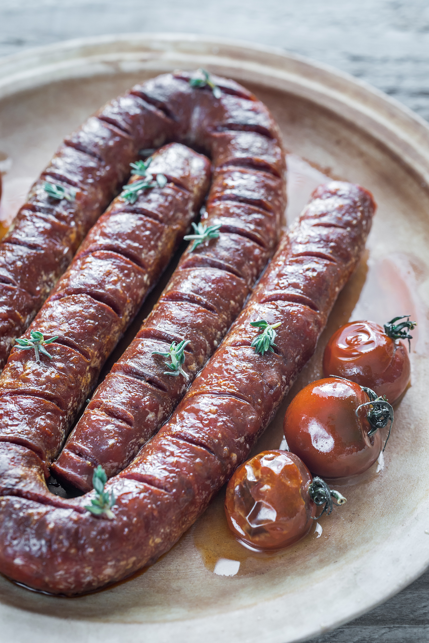 roasted chorizo with cherry tomatoes