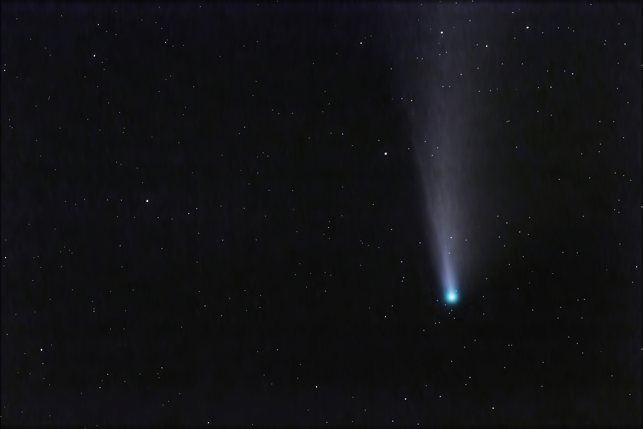 real comet in the starry night sky