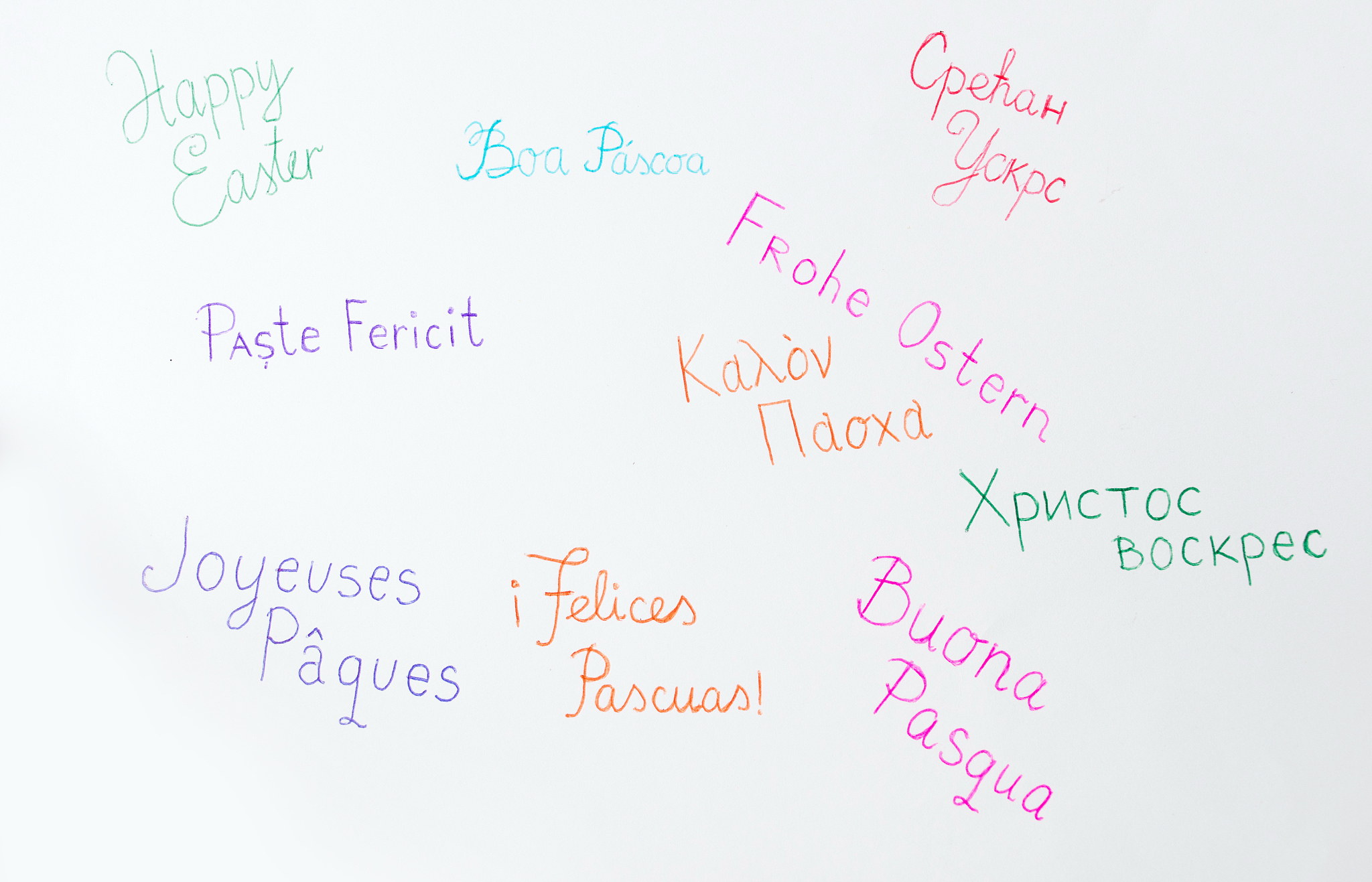 happy easter note written in different languages