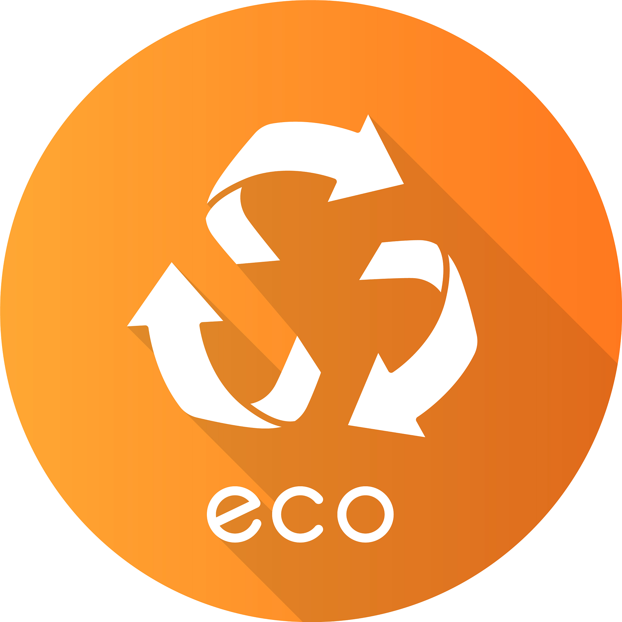 eco label yellow flat design long shadow glyph