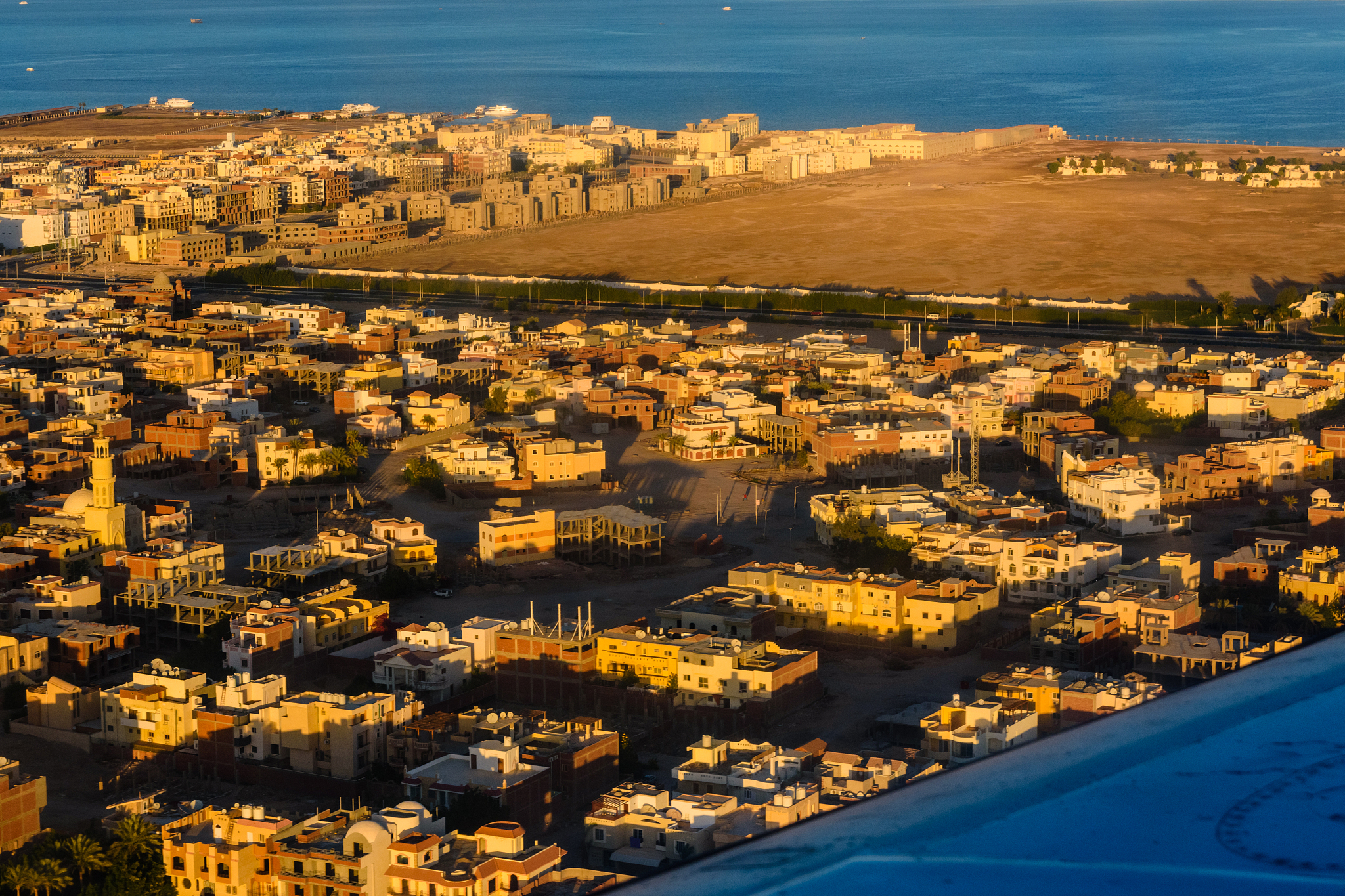 aerial view on hurghada city from the airplane