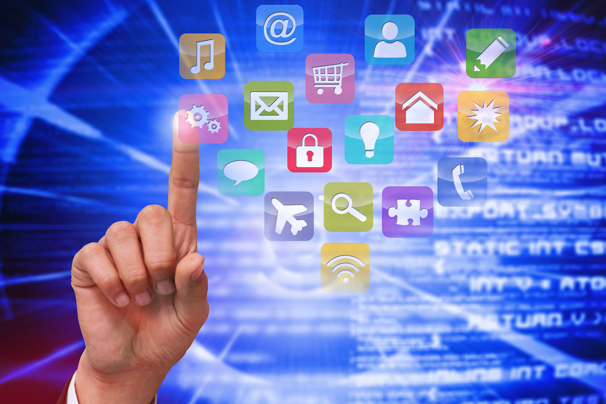 finger pointing to app icon