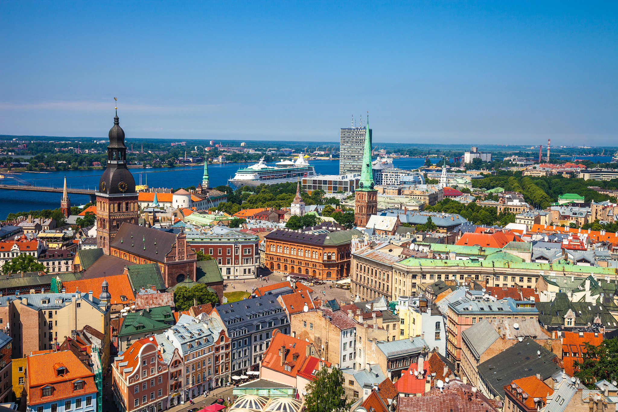 riga old town, beautiful view over the city