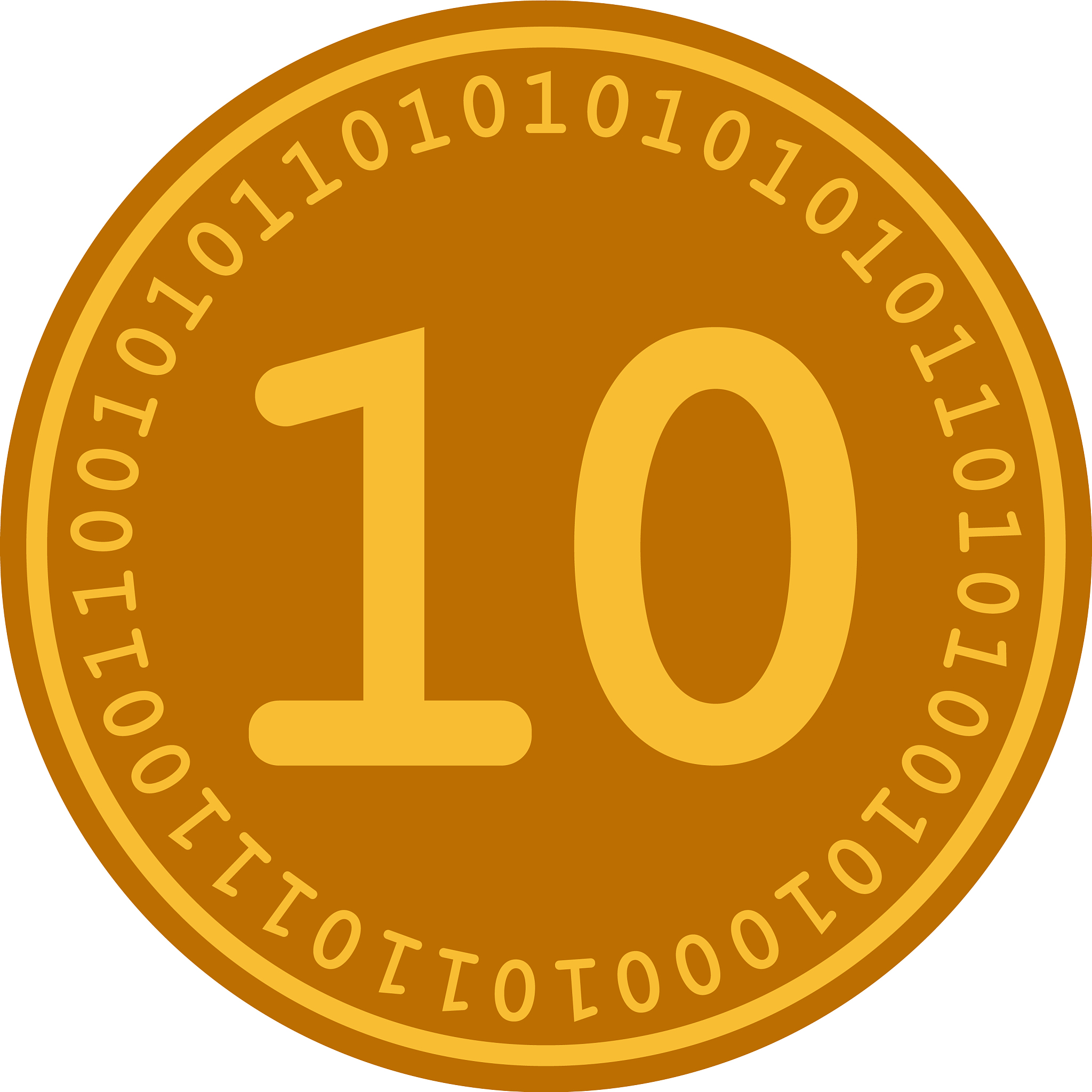 ten digital coin flat icon