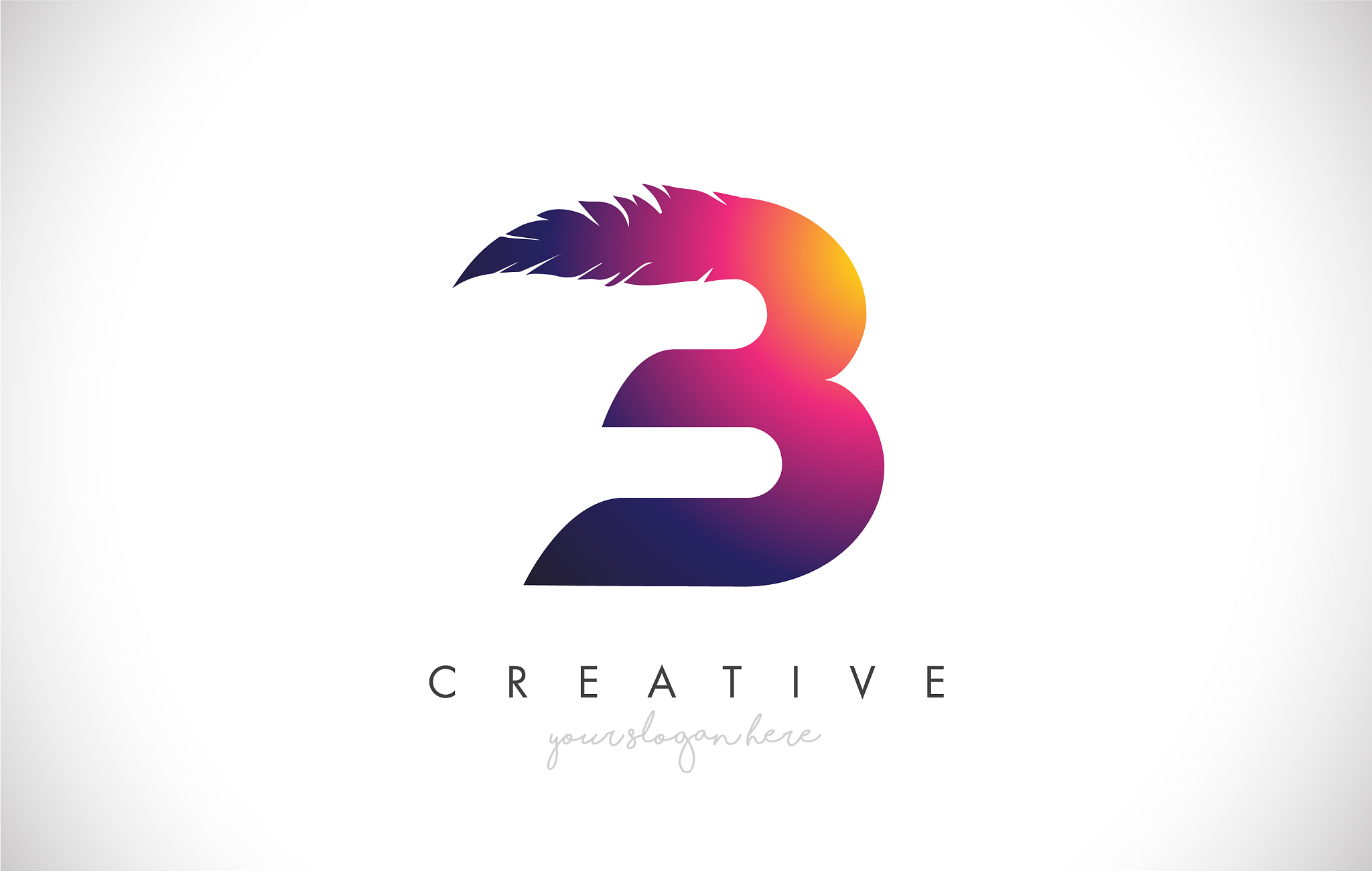 b feather letter logo icon design with feather