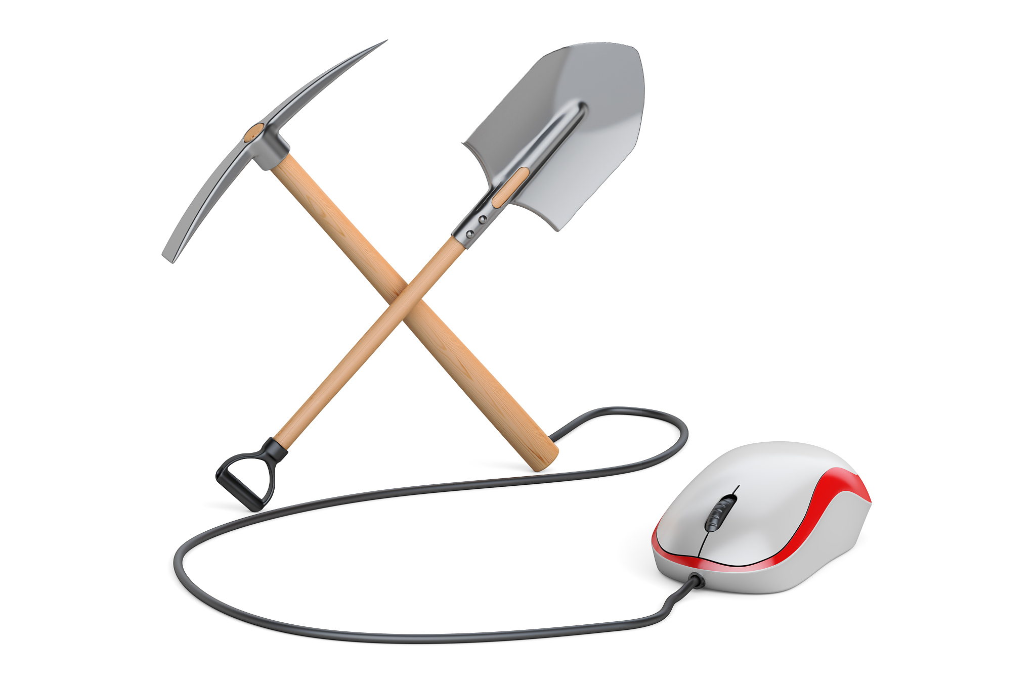 mining, e-business concept, 3d rendering isolated on white backg