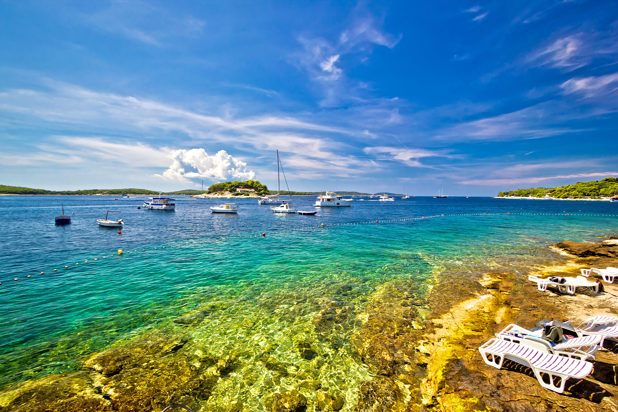 hvar island beach summer view