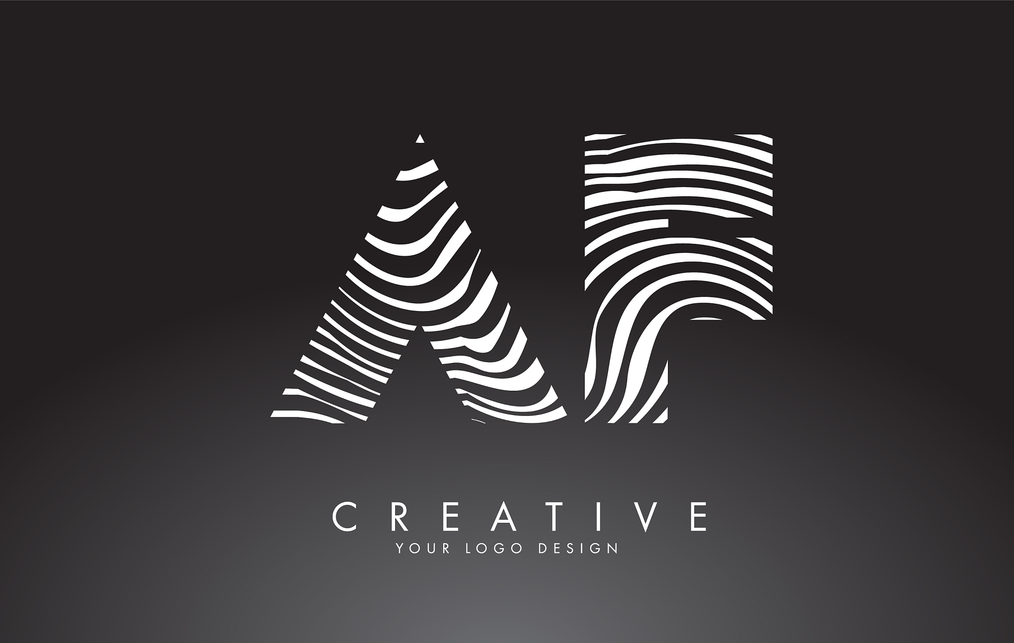 af a f letters logo design with fingerprint black