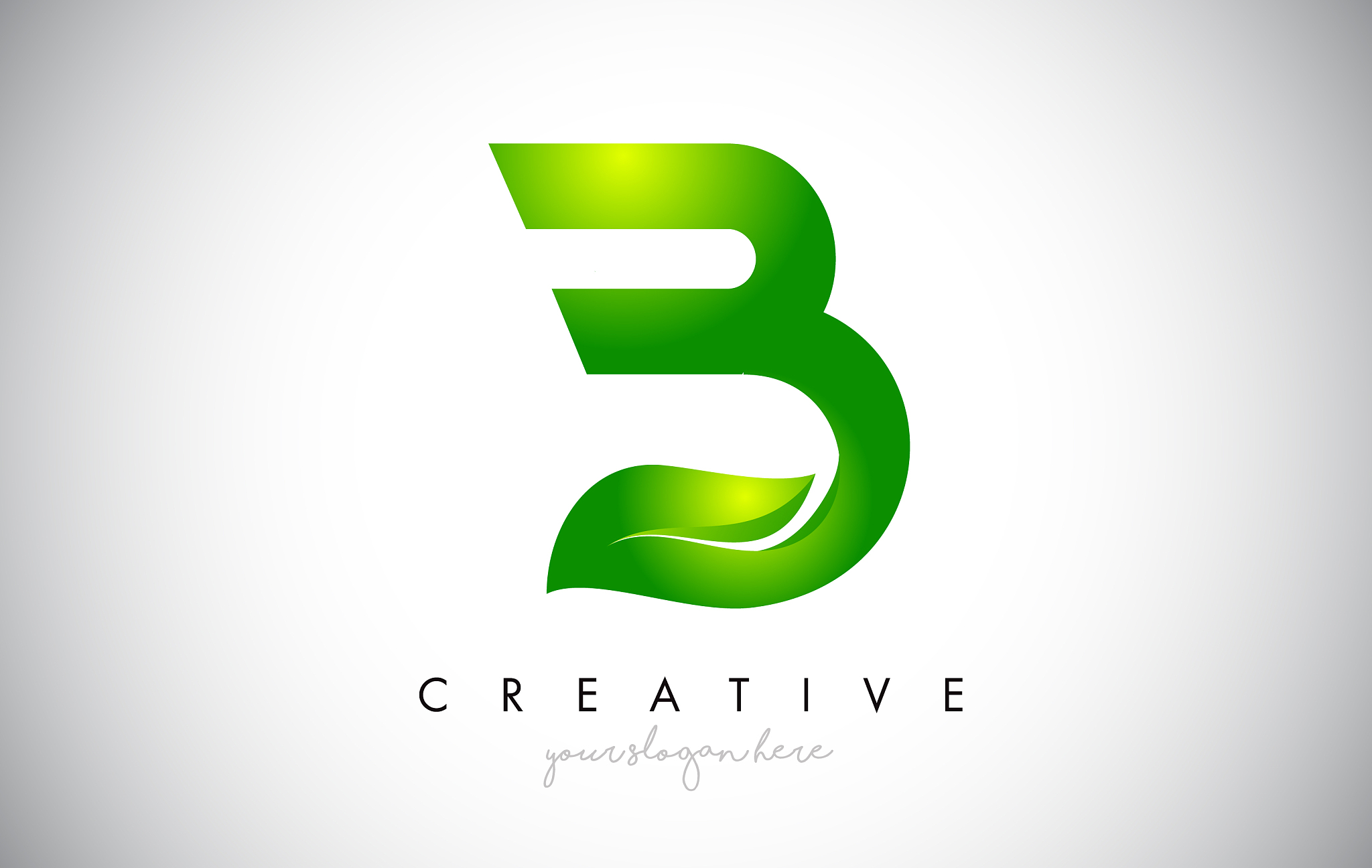creative b leaf letter logo icon design in green