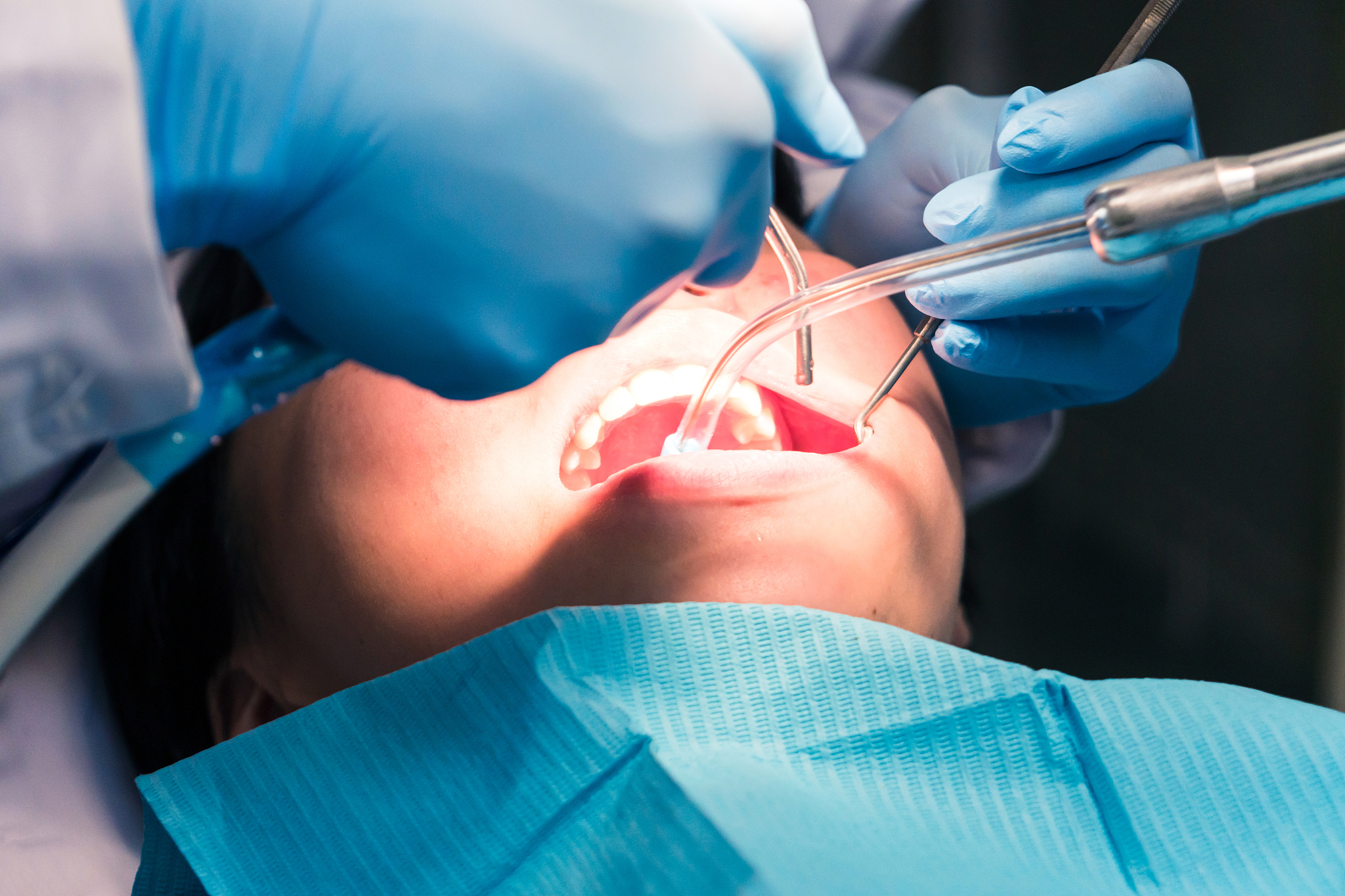 dentist examining patient