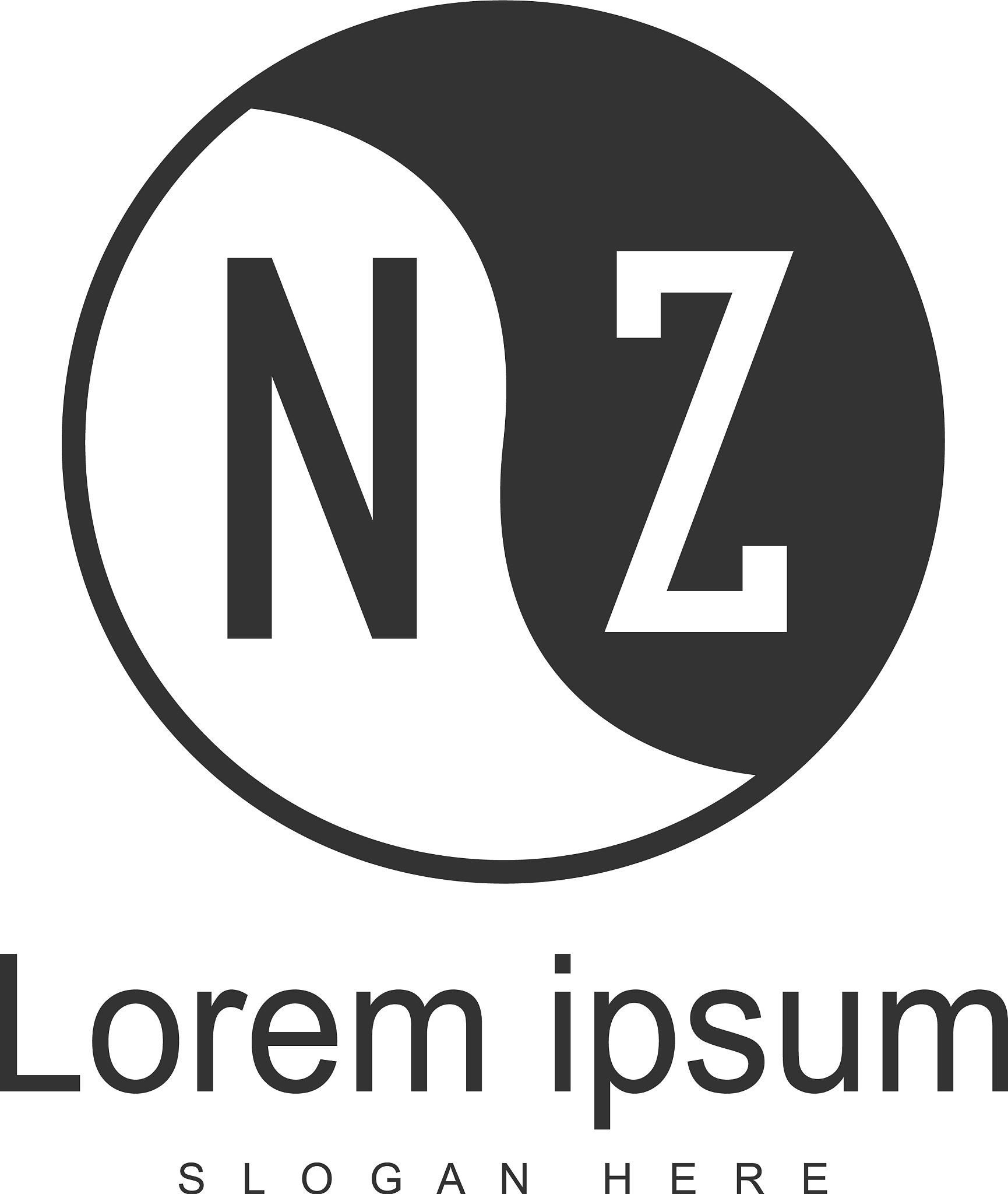 initial nz logo template with modern frame