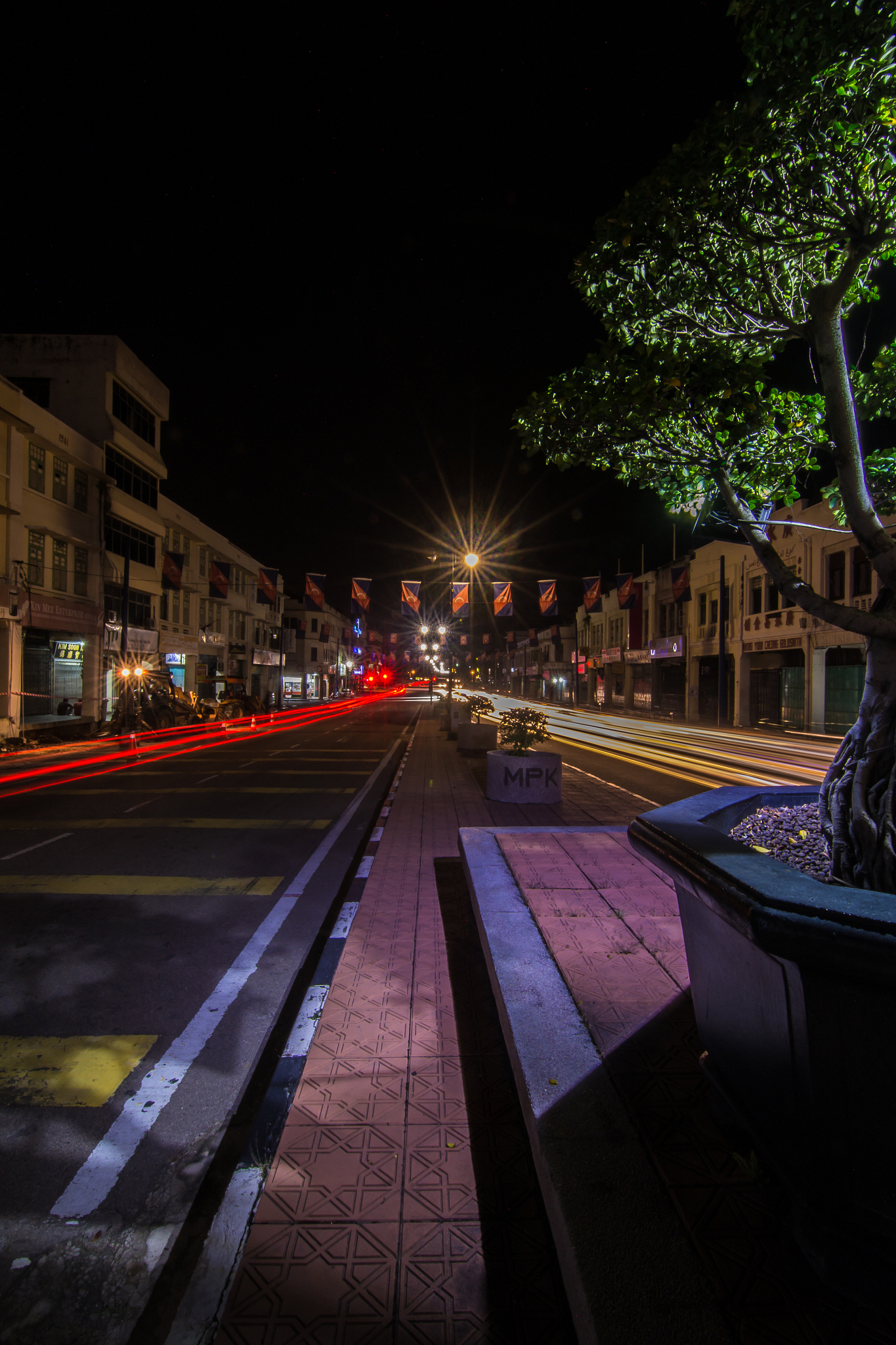 illuminated city at night