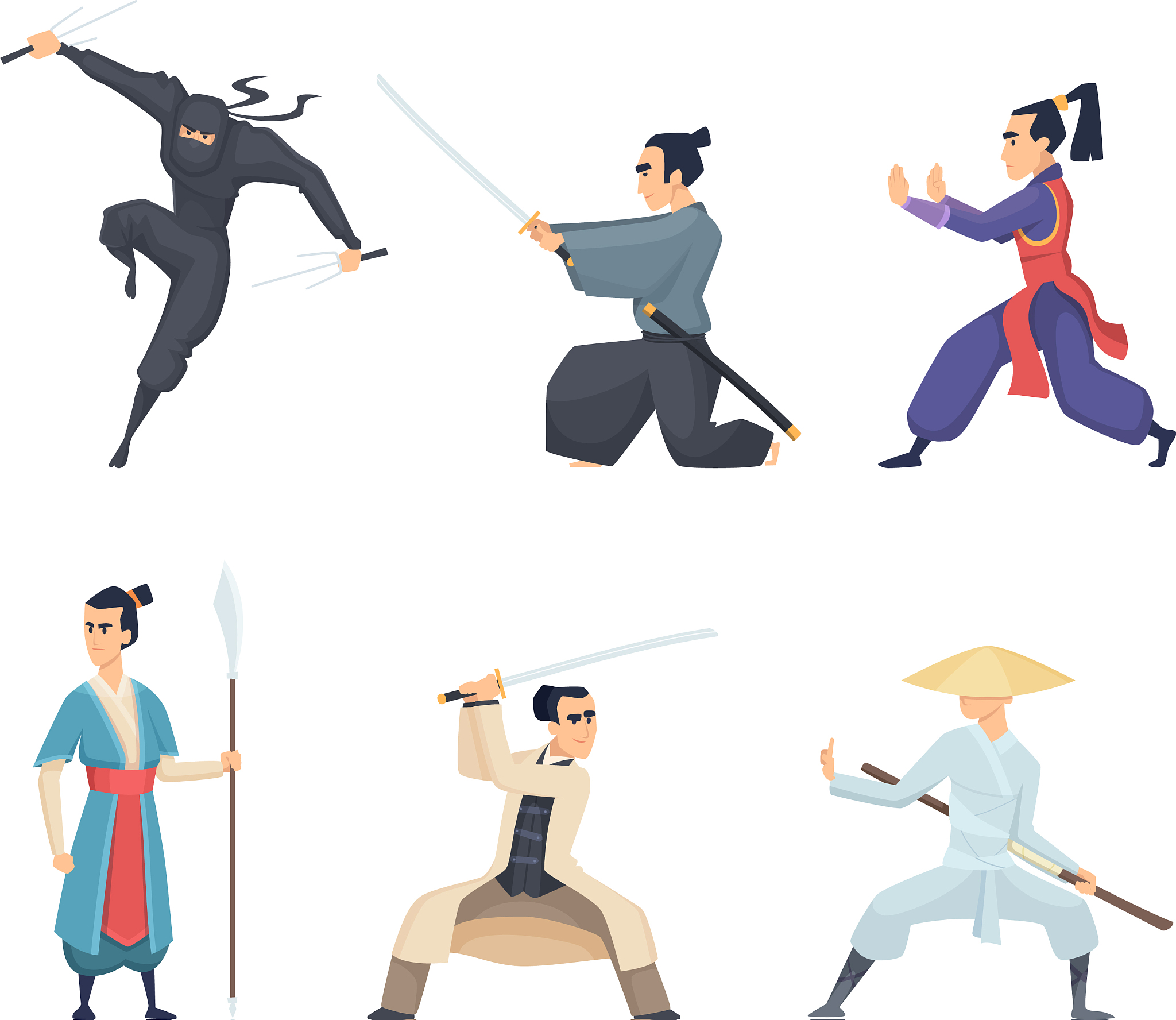 asian fighter man holding katana traditional