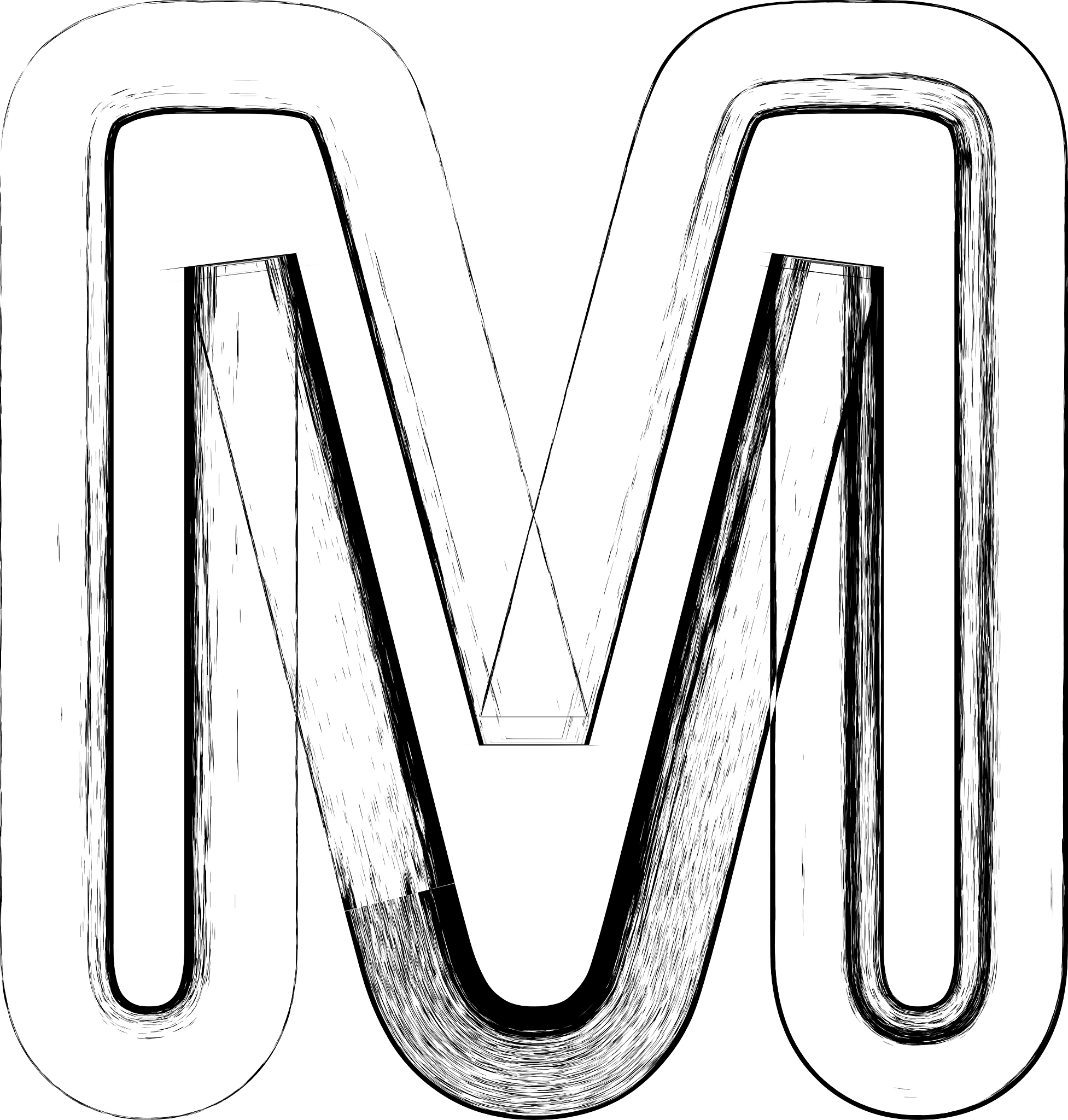 grunge font letter m