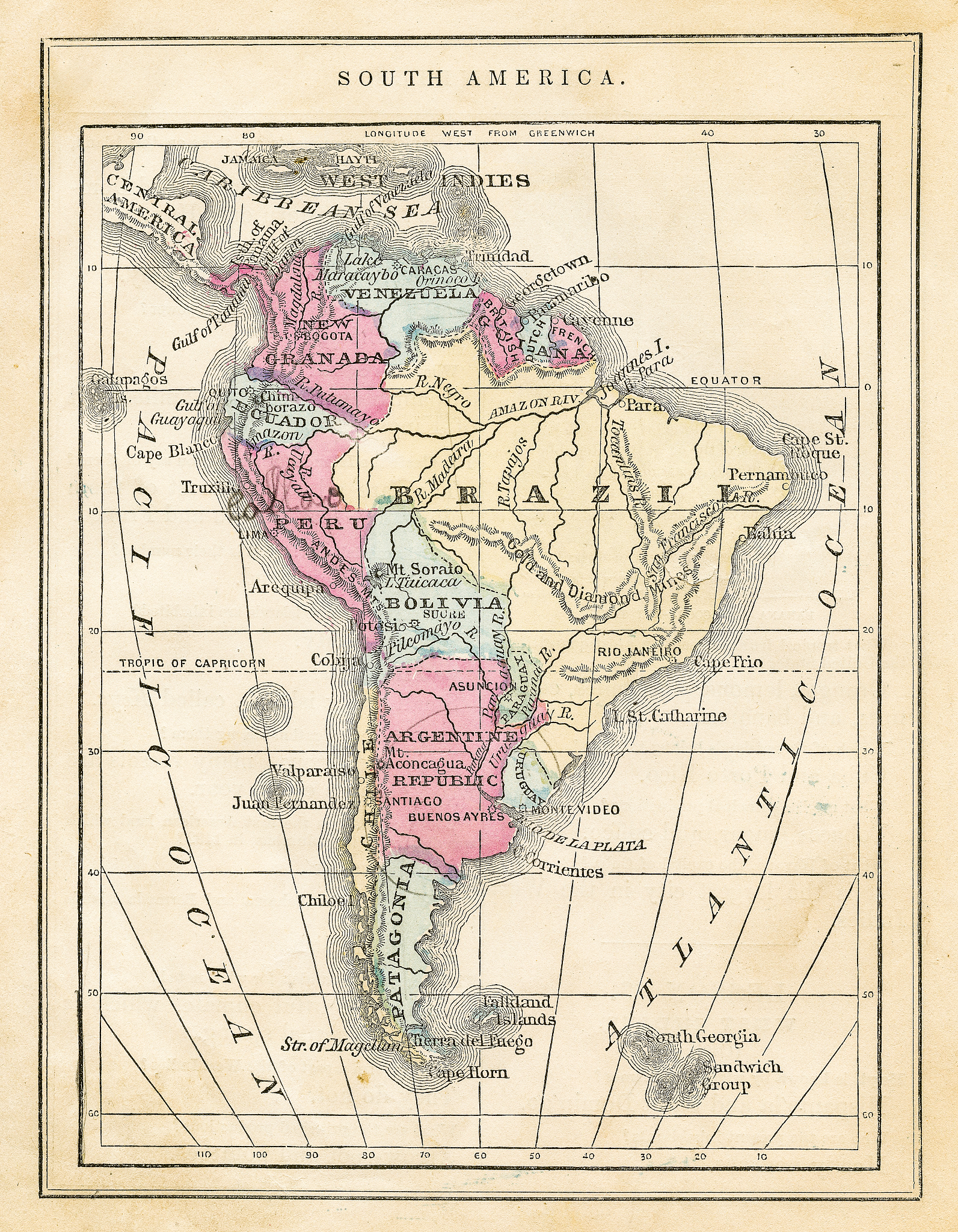 map of south america 1871
