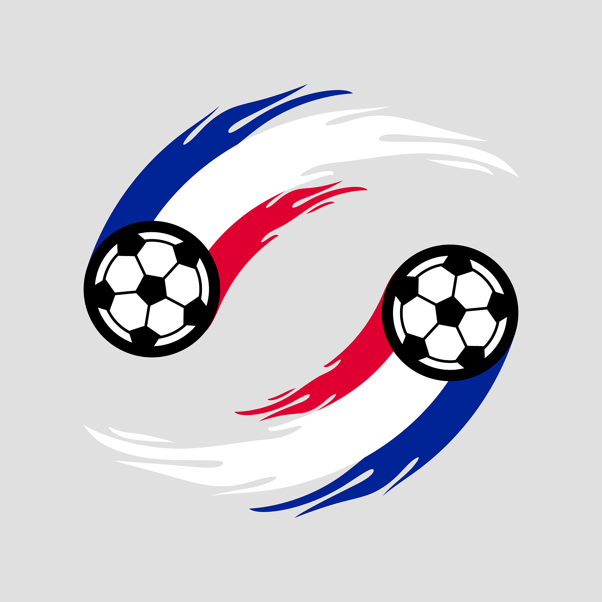 soccer or football with fire tail in france flag.