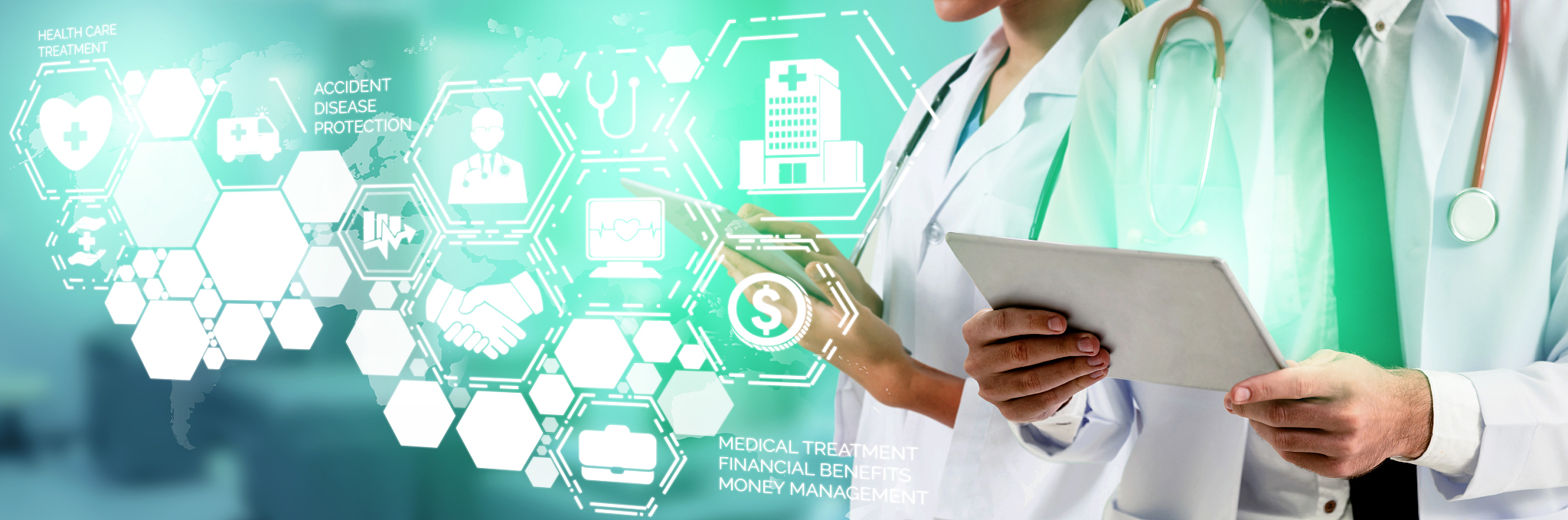 doctor working in hospital with graphic interface. medical conce