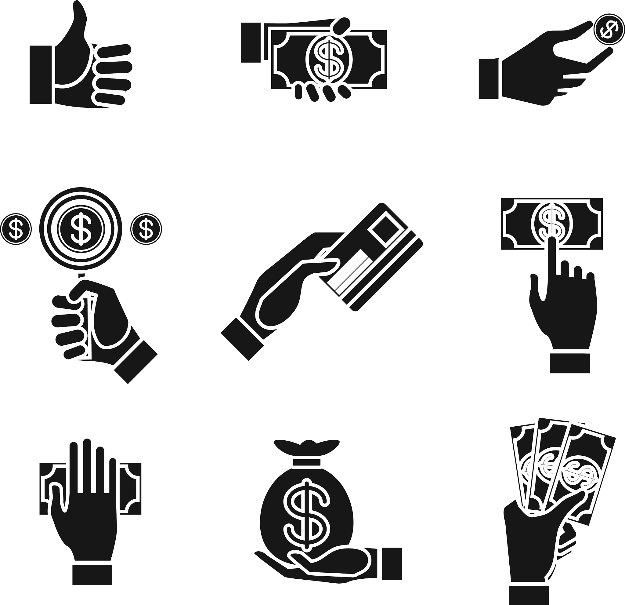 icons of hands holding money