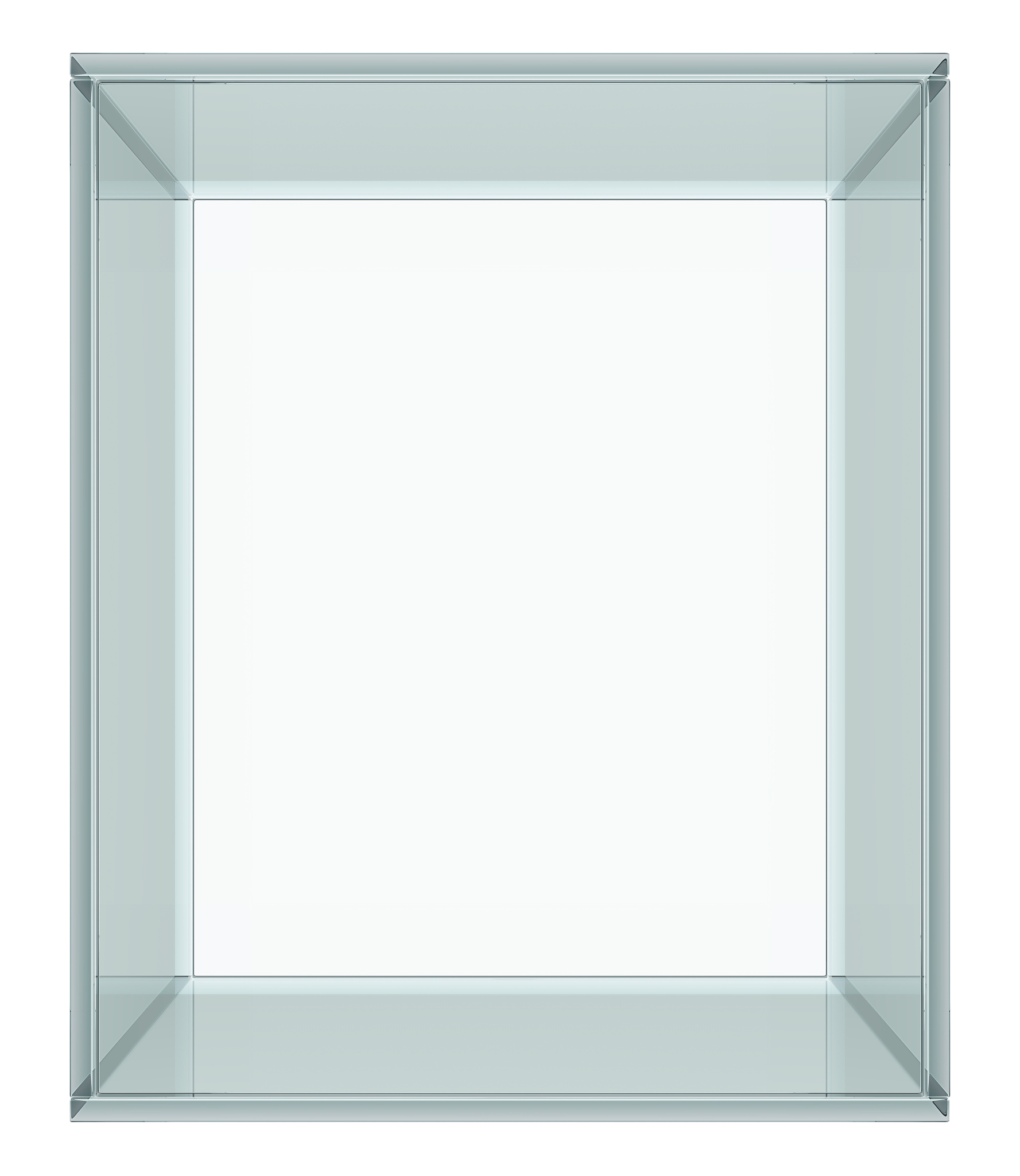 empty glass cube isolated on white