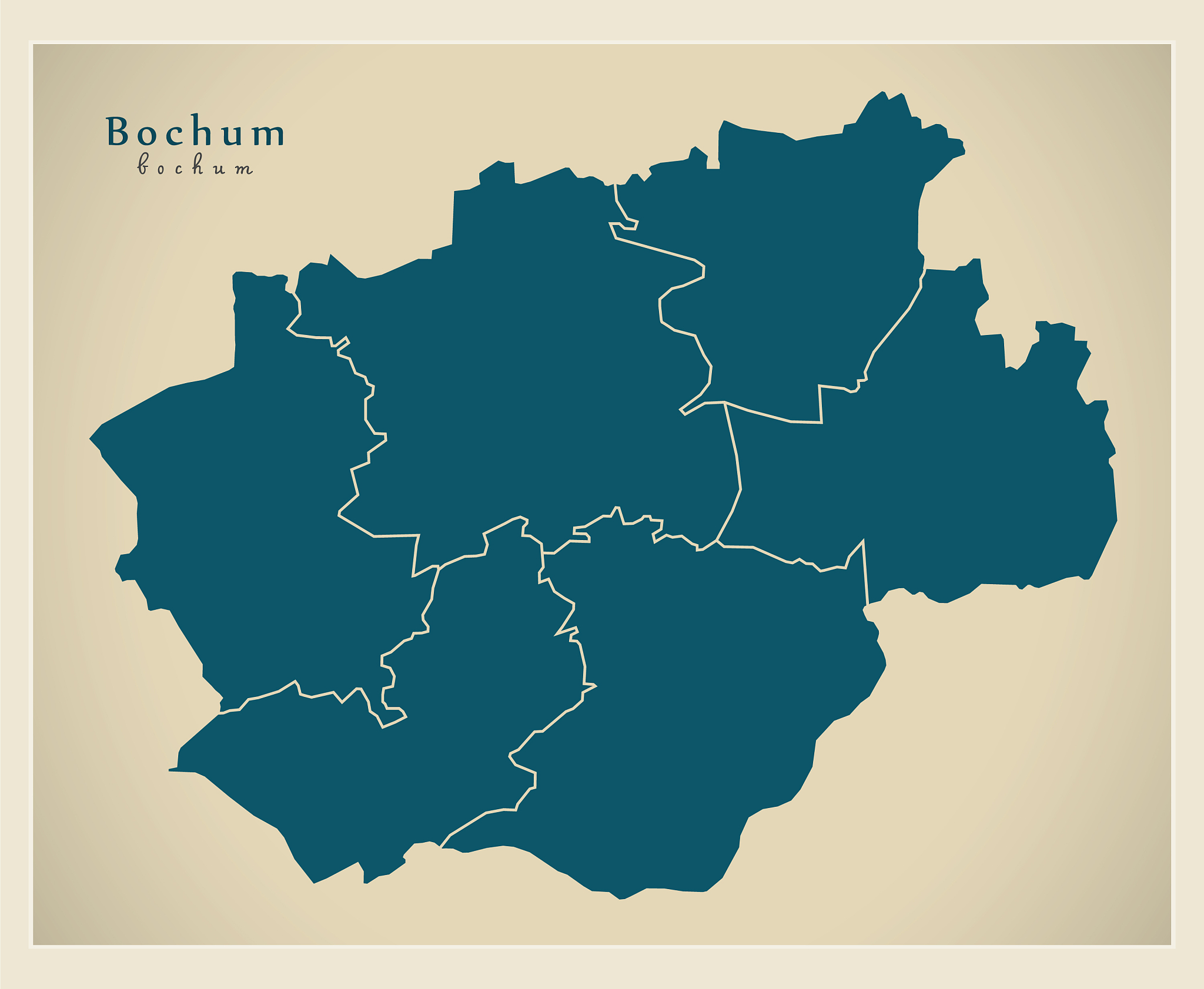 modern city map - bochum city of germany with