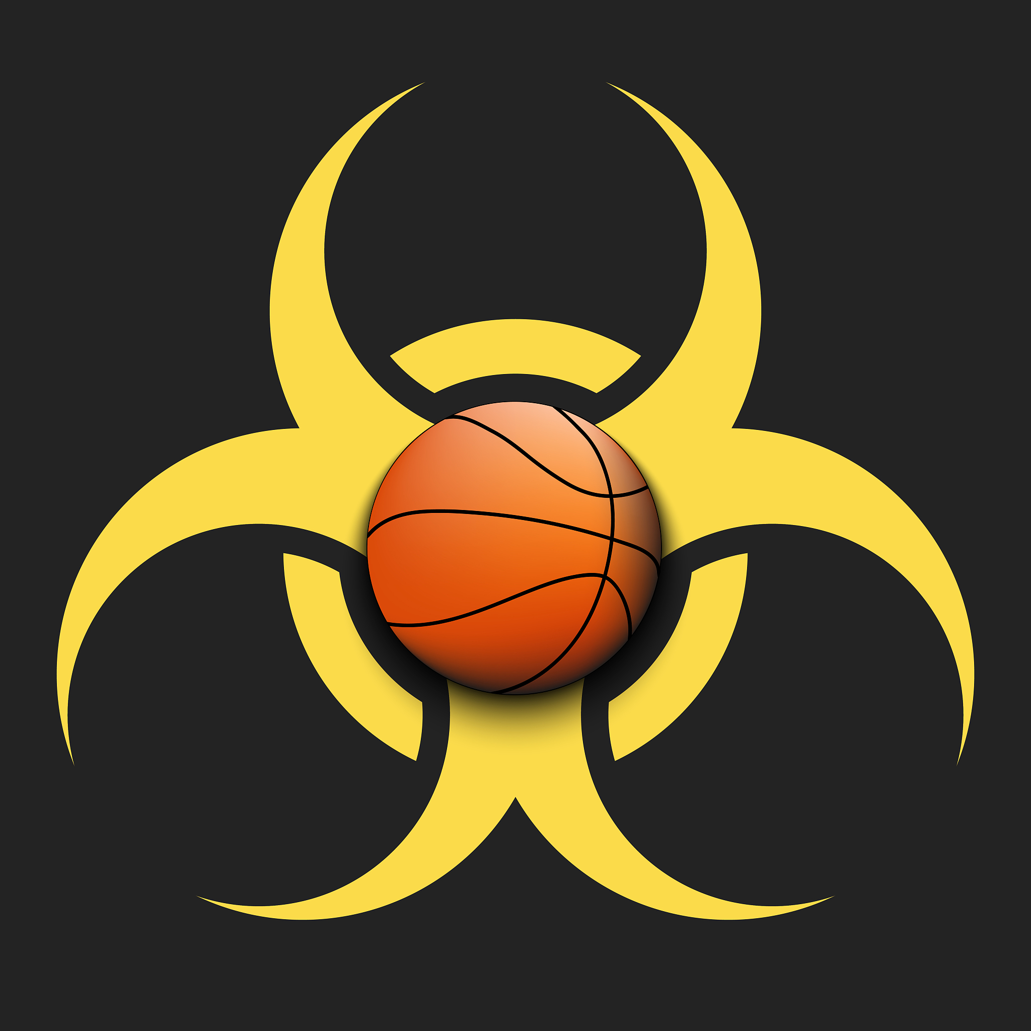 biohazard symbol with basketball ball