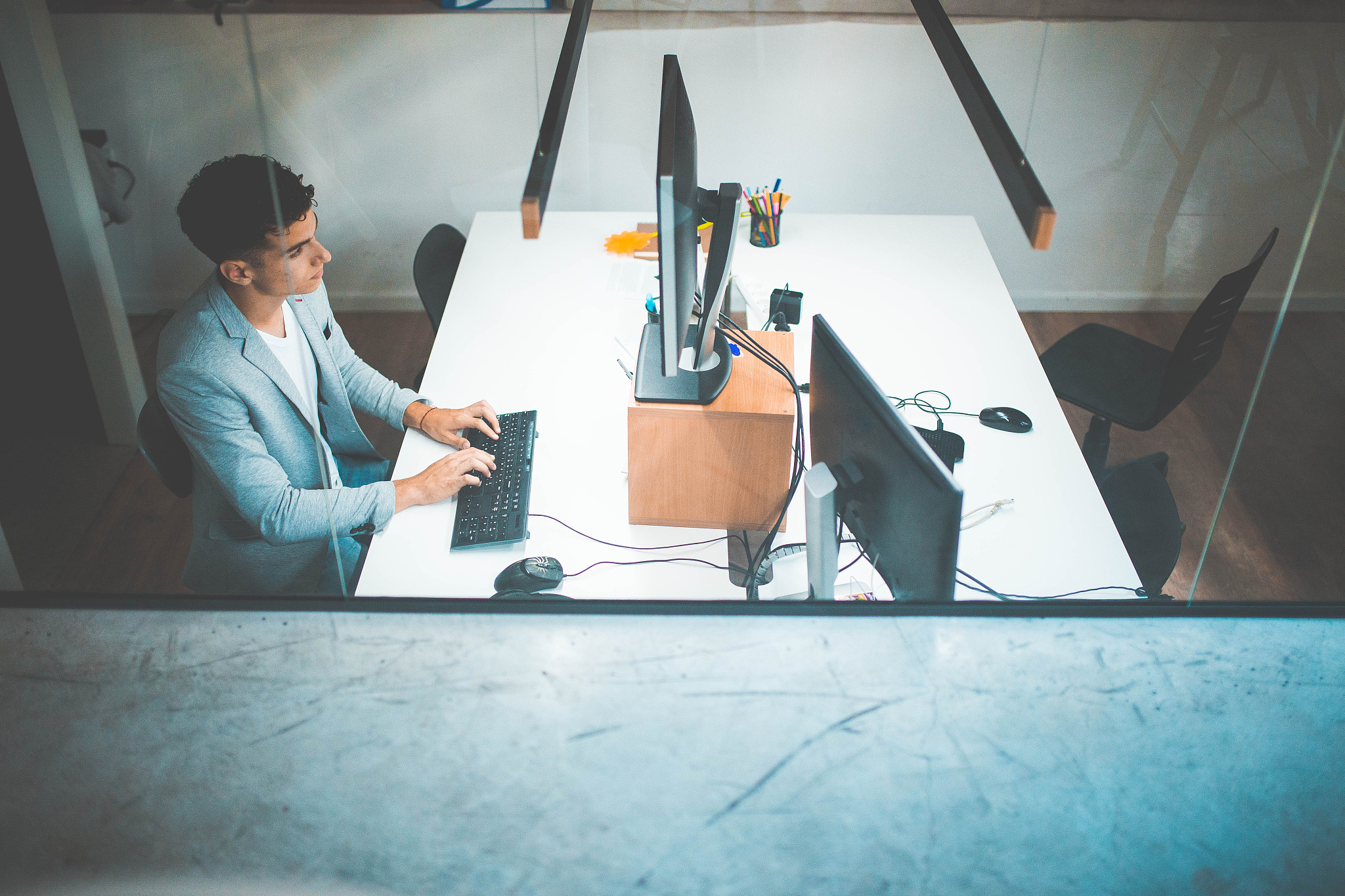 using computer in office
