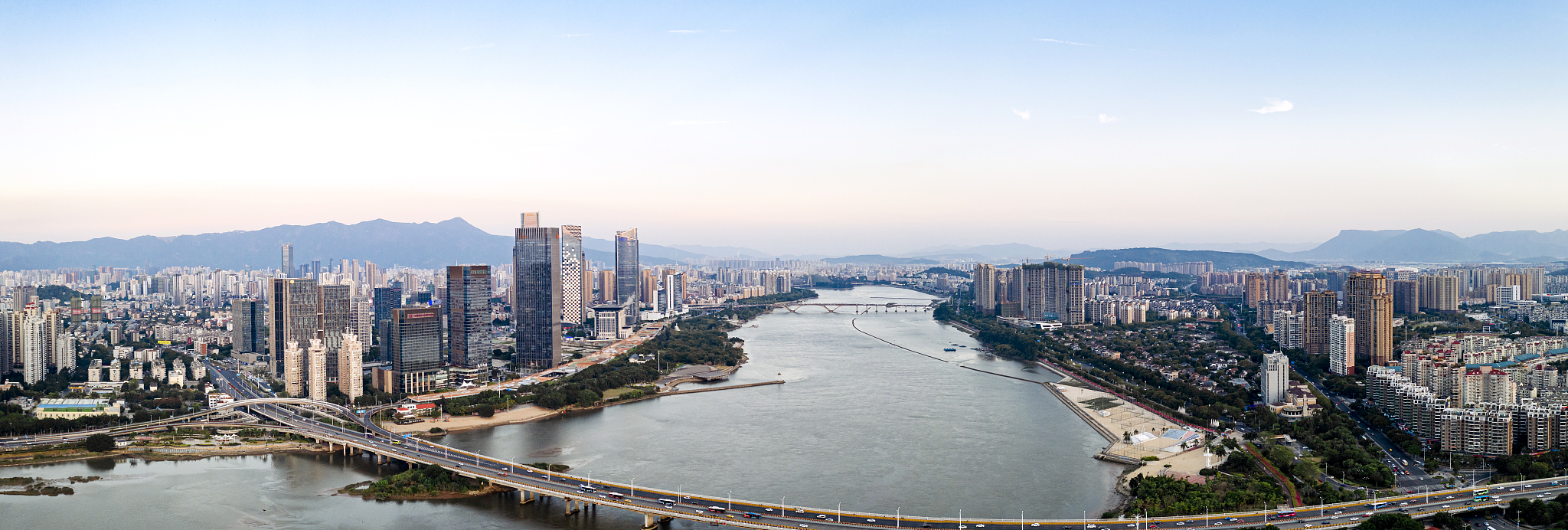 航拍中国福州城市风光