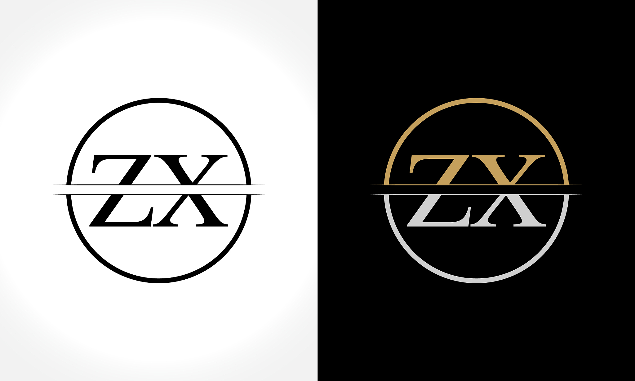 initial zx logo design template creative letter