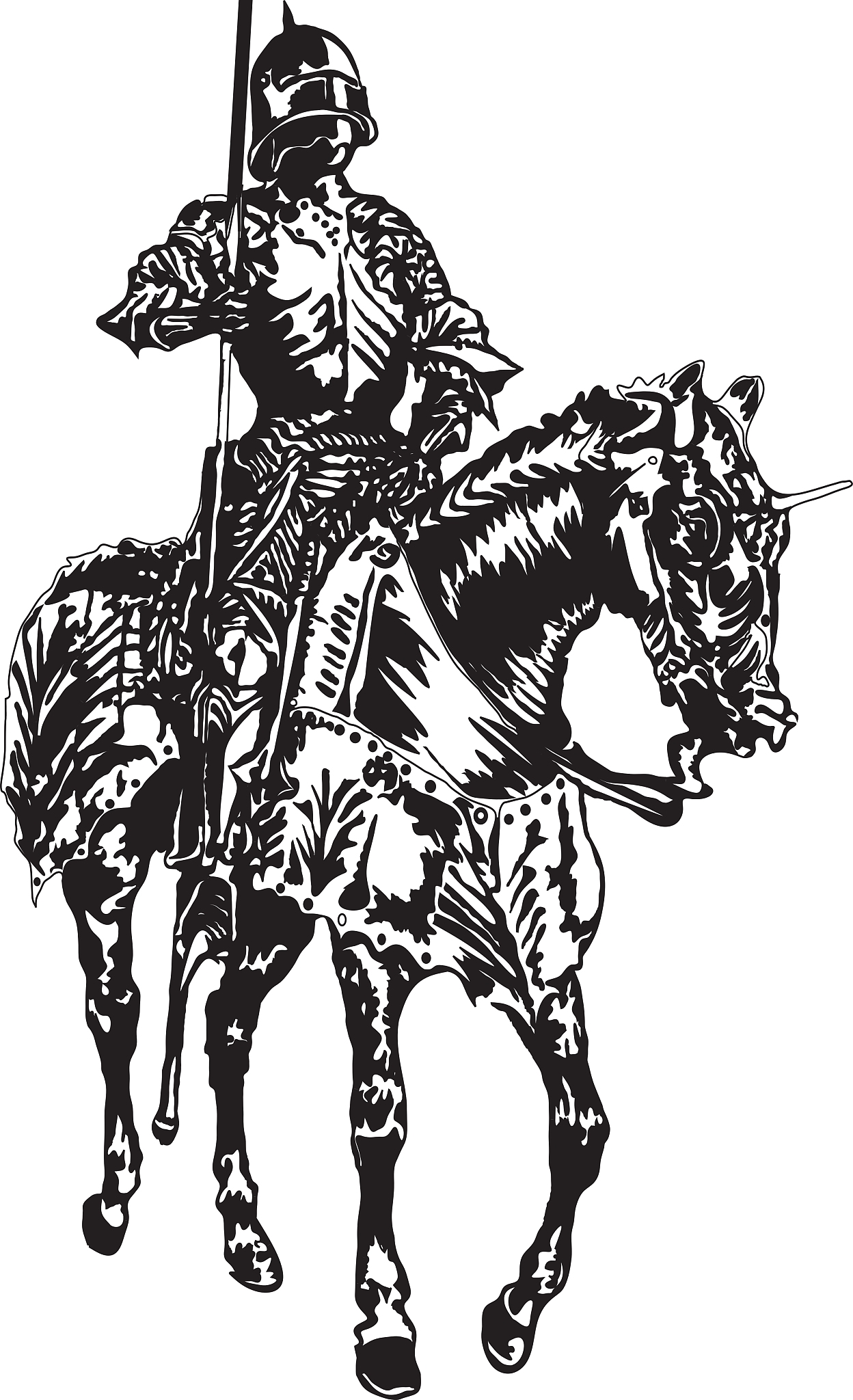 soldier and knight on a horse