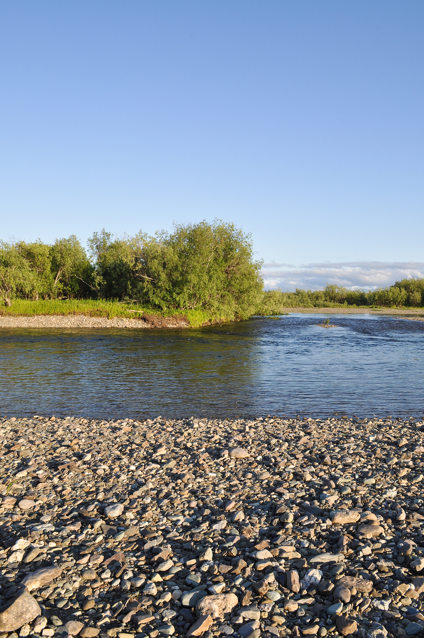 the polar urals. pebble river banks.