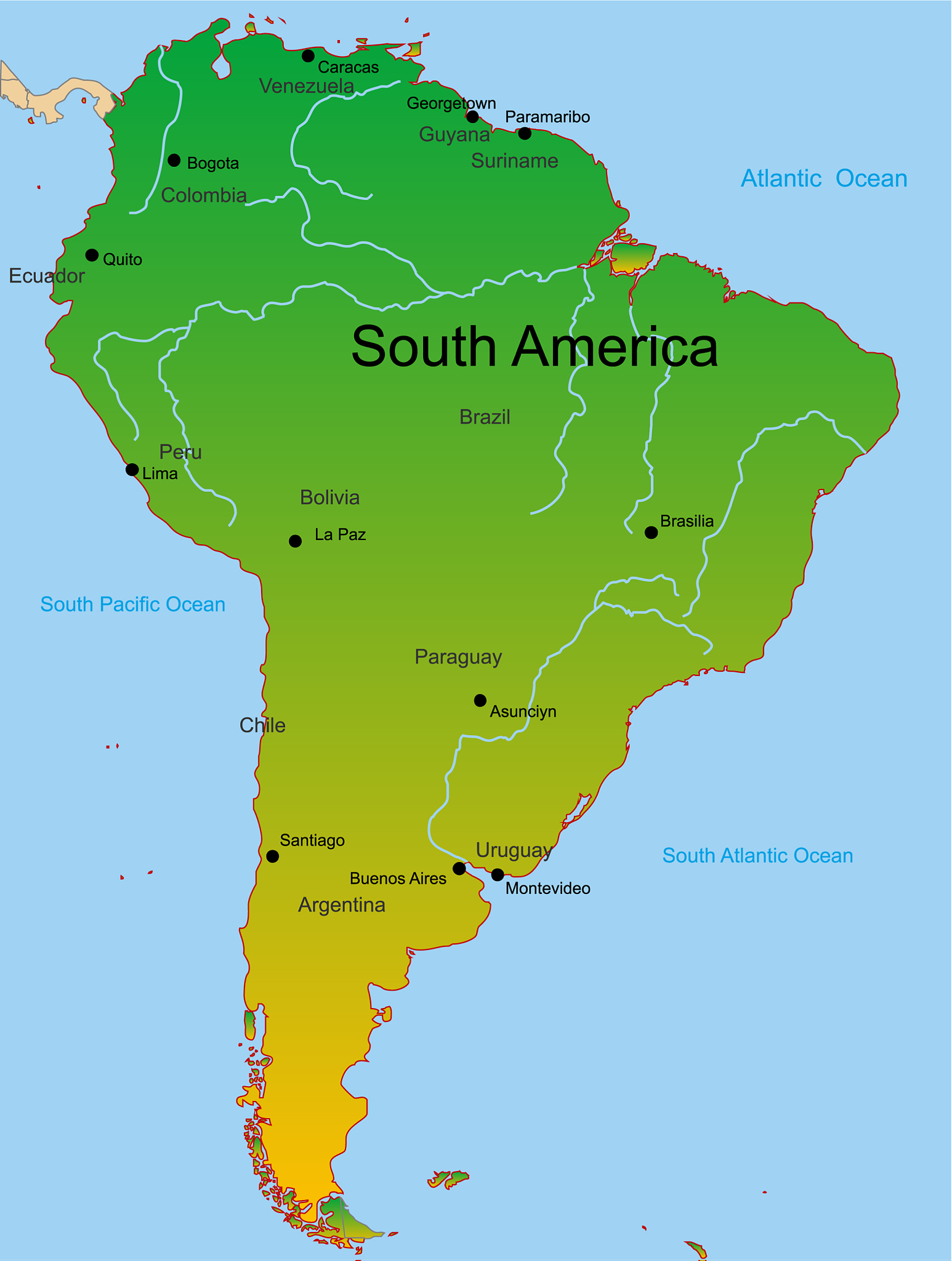 map of south america continent