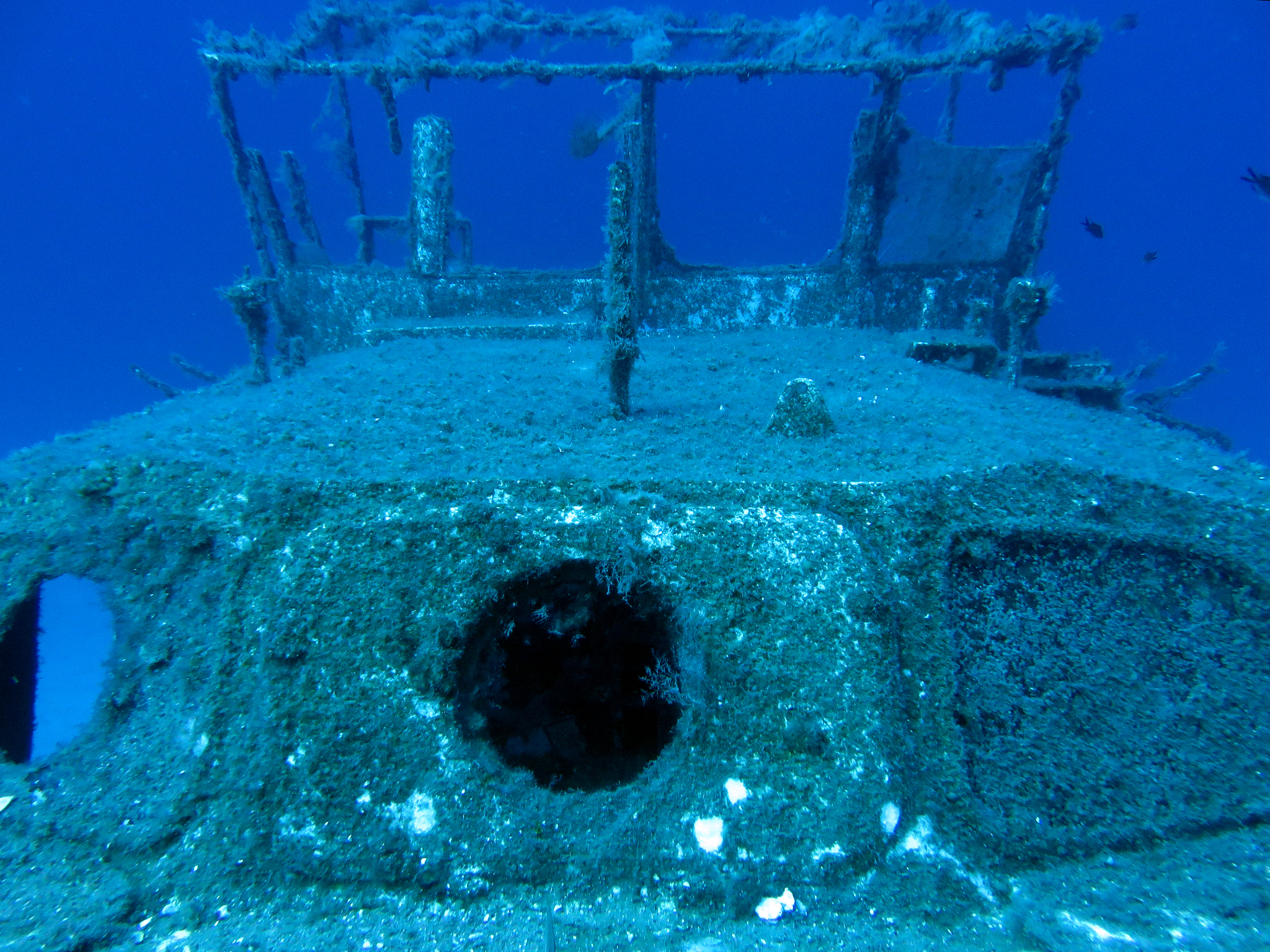 diving on a sunken ship, underwater landscape