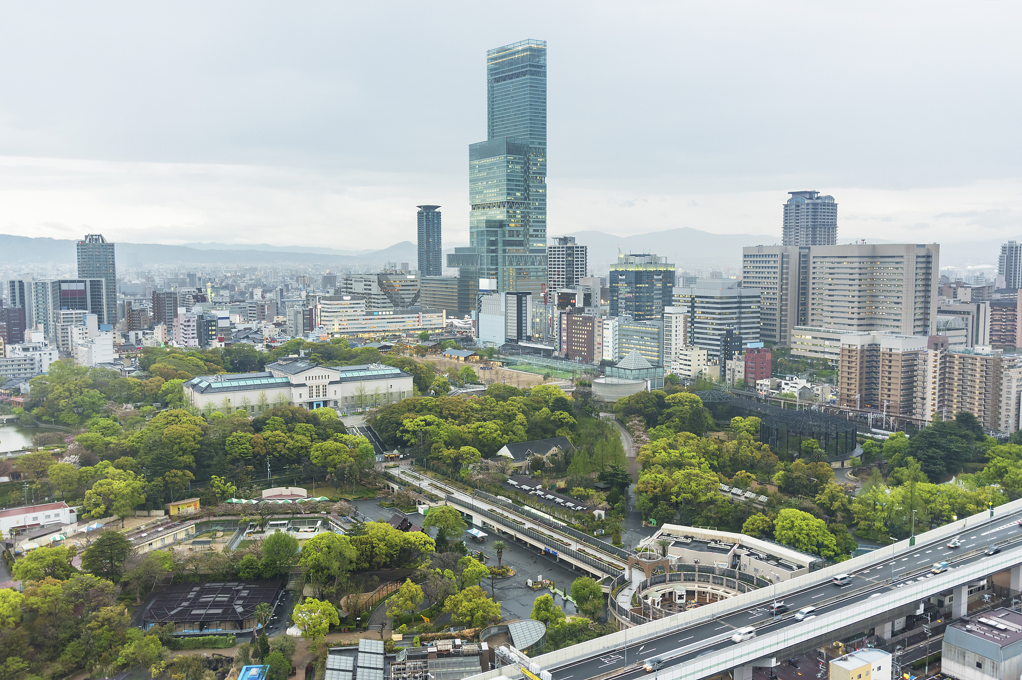 skyline of osaka city, japan