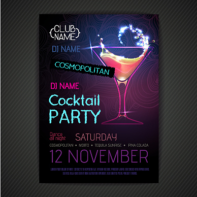 disco background cocktail party poster