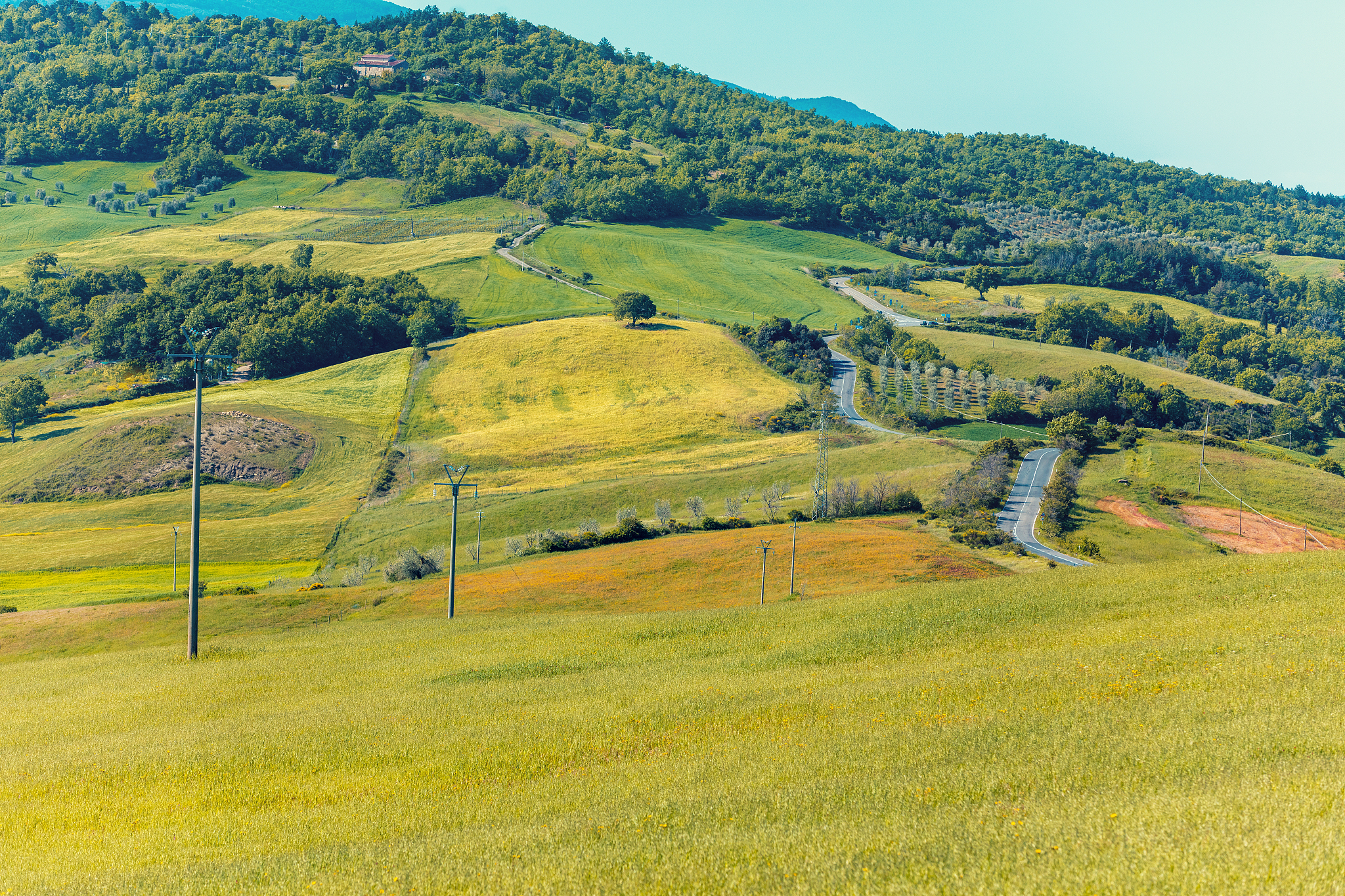 beautiful landscape, spring nature. mountain landscape. top view
