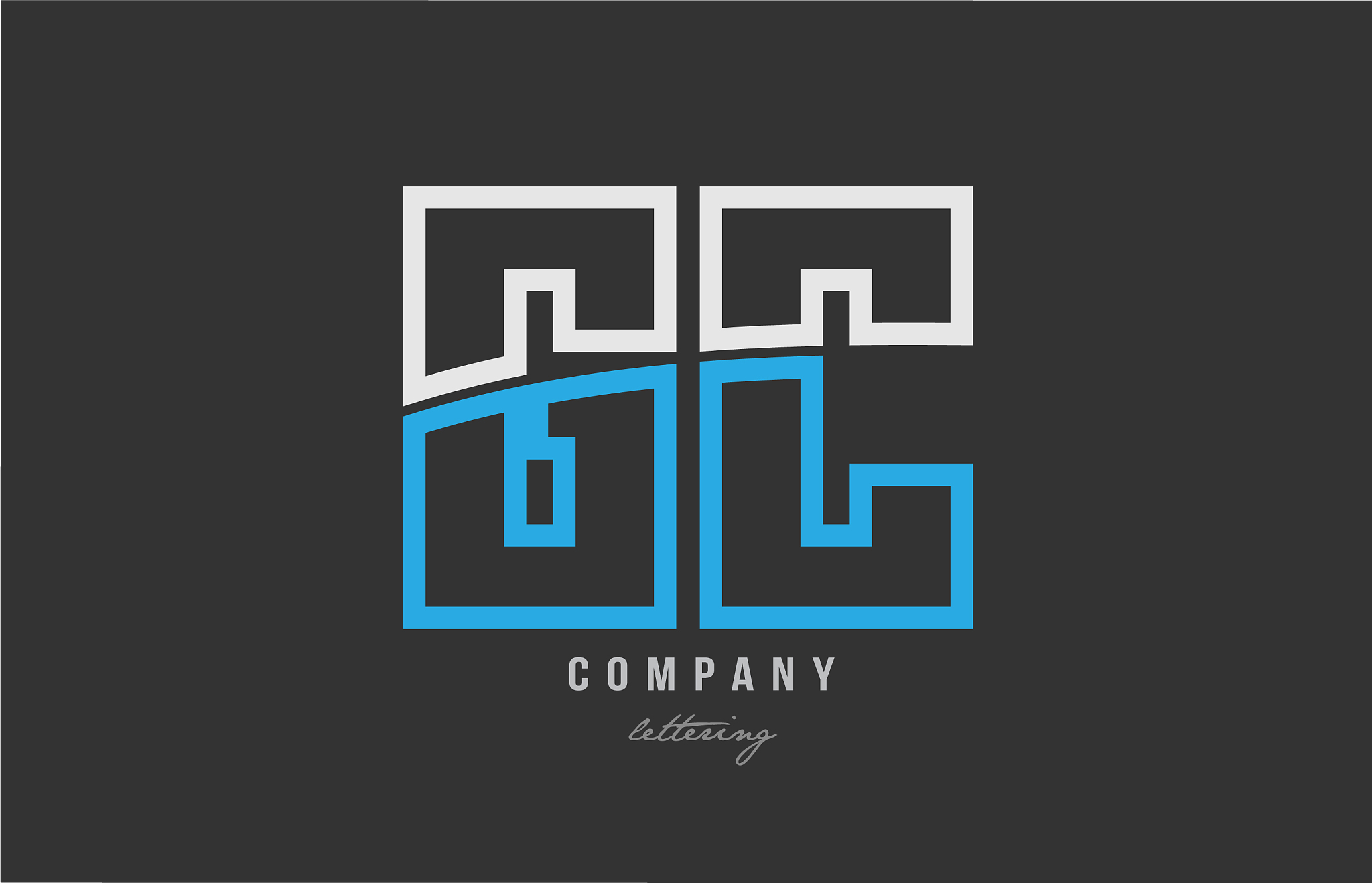white blue alphabet letter gc g c logo icon design