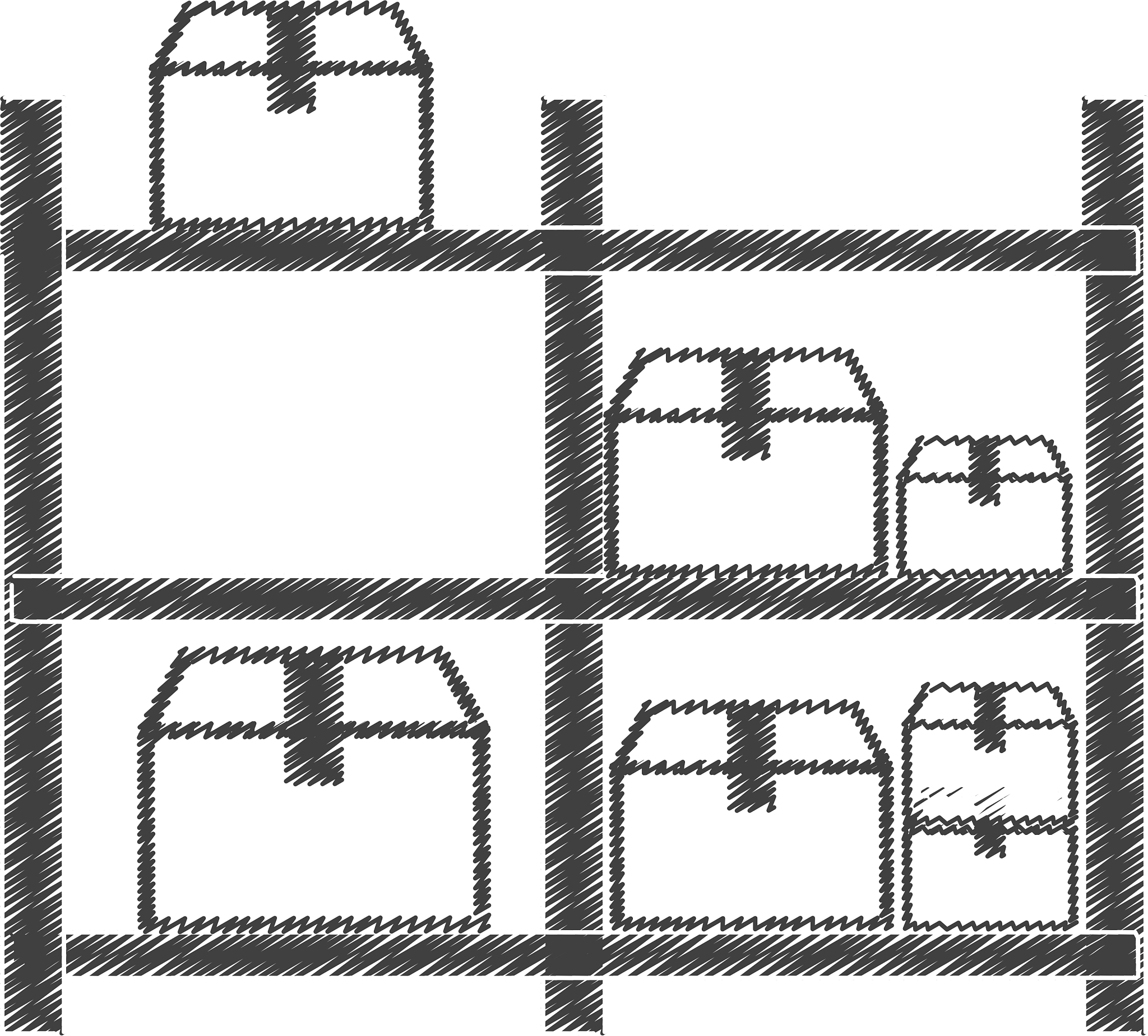 drawing warehouse storage boxes pictogram
