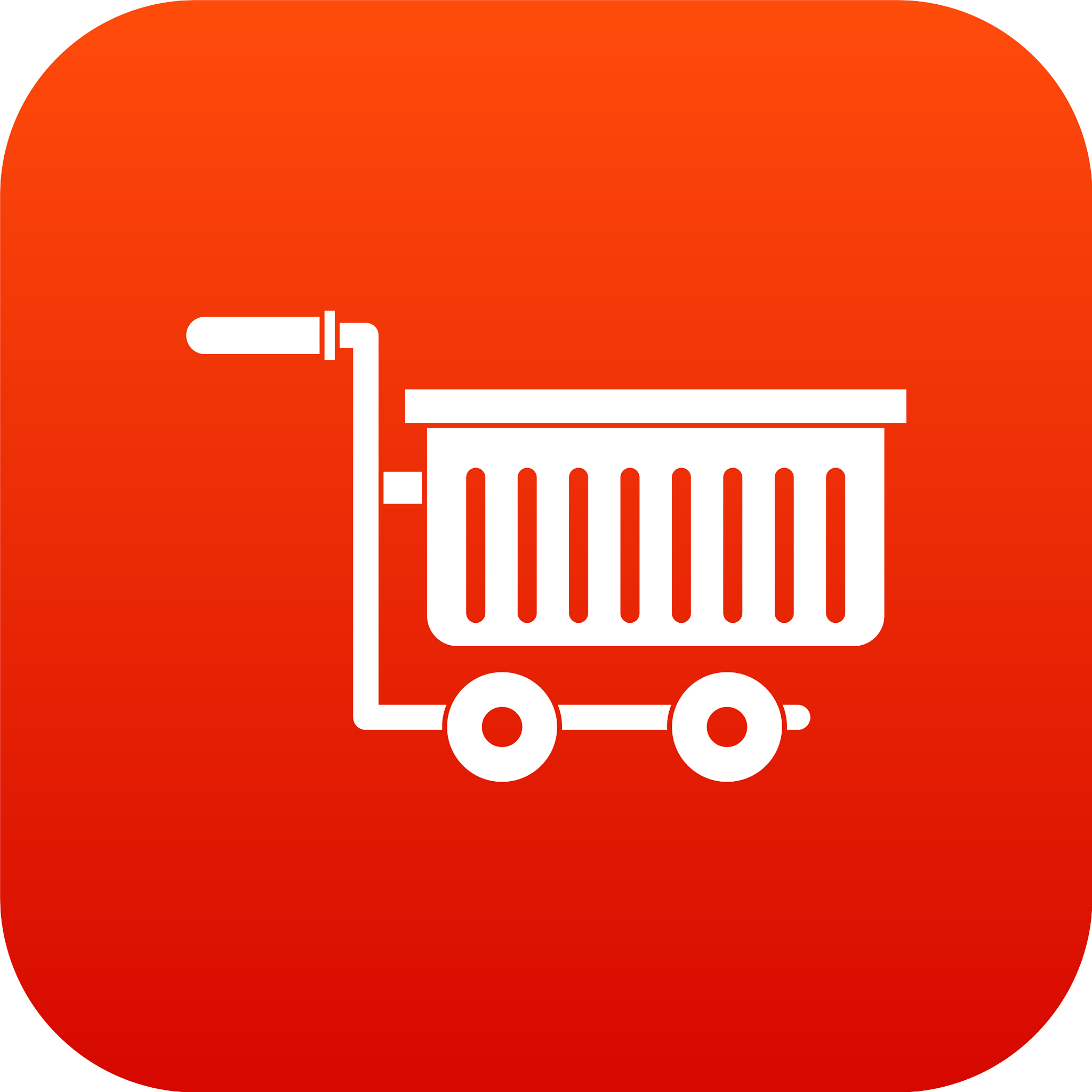 large plastic supermarket cart icon digital red
