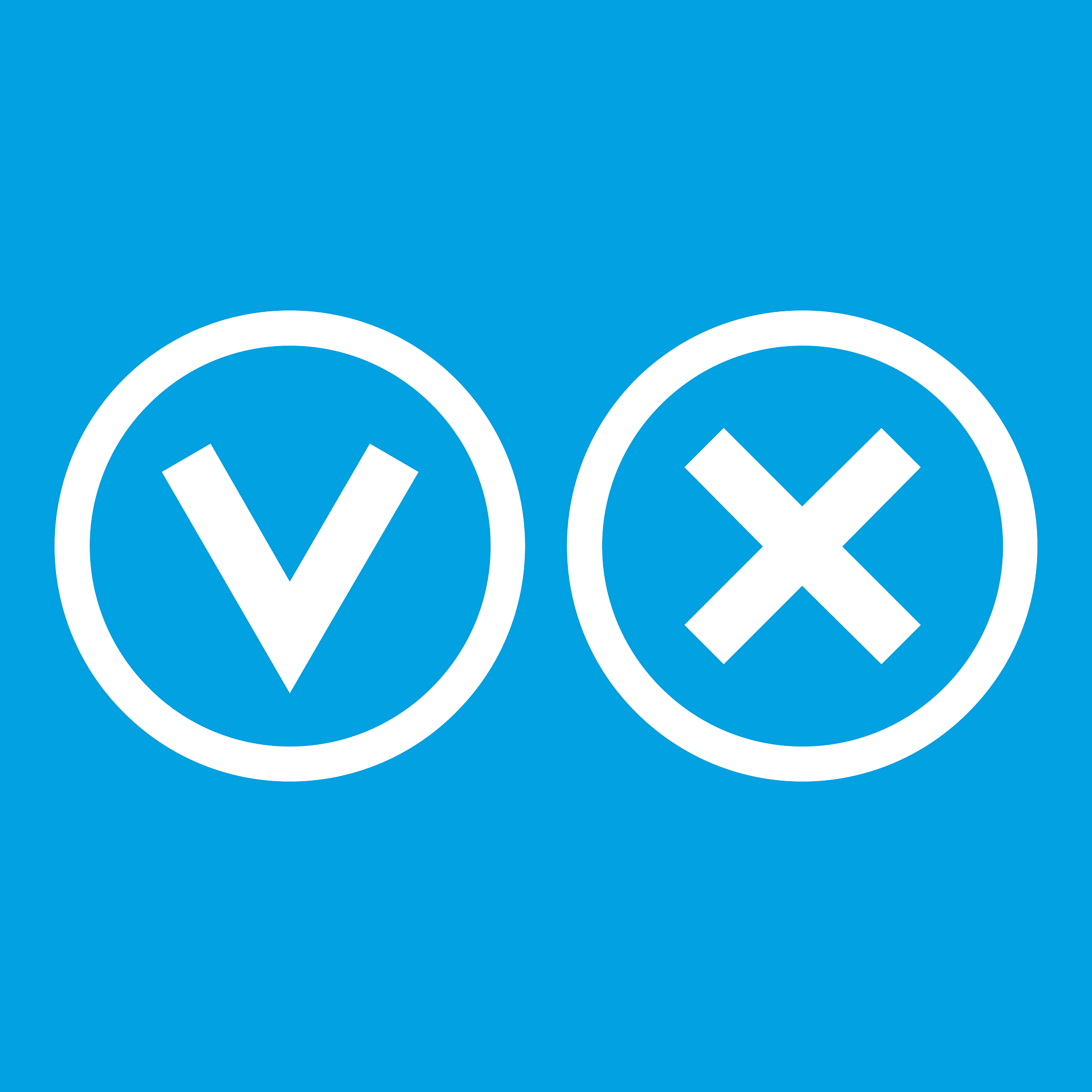 signs of choice of tick and cross icon white