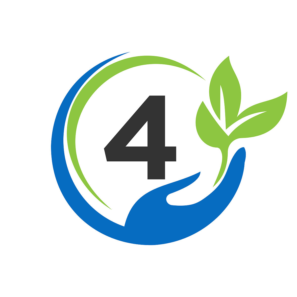 手在字母4标志设计.4医疗保健,基金会与手符号