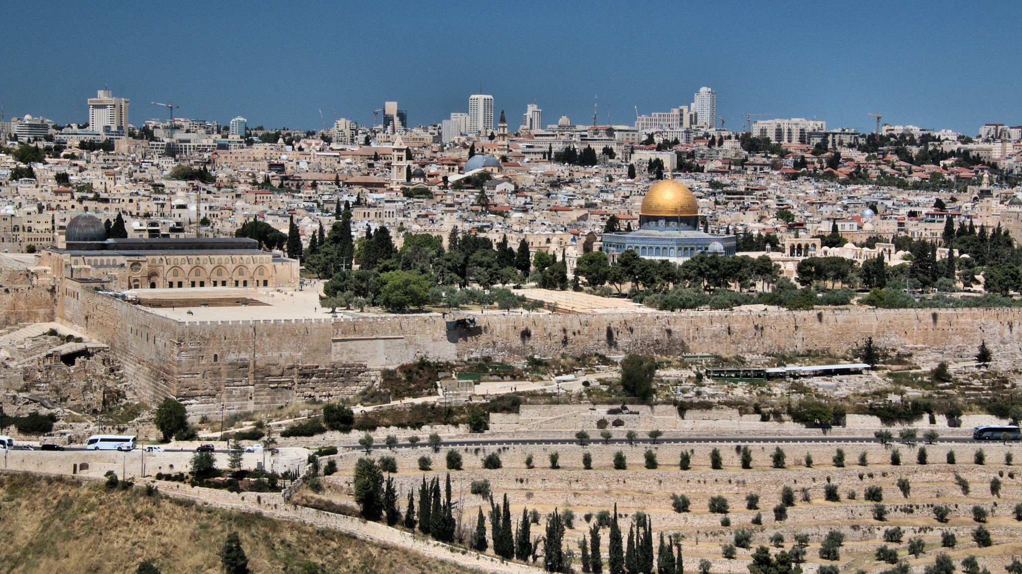 a view of jerusalem and the dome of the rock from the mountof ol