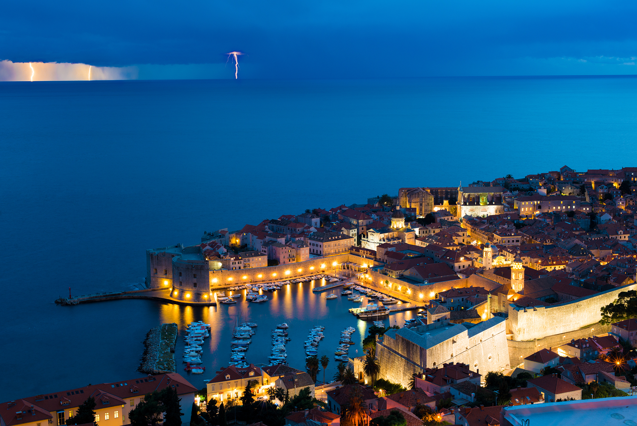 lightning storm over dubrovnik