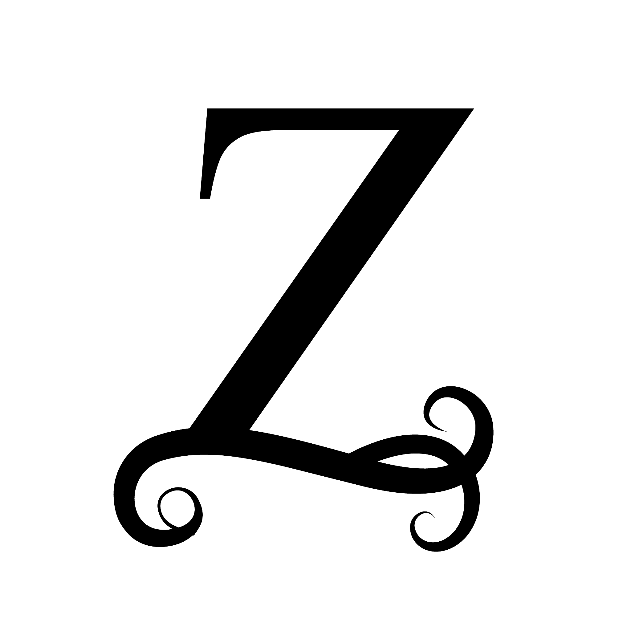 black letter z. capital letter for monograms and logo.