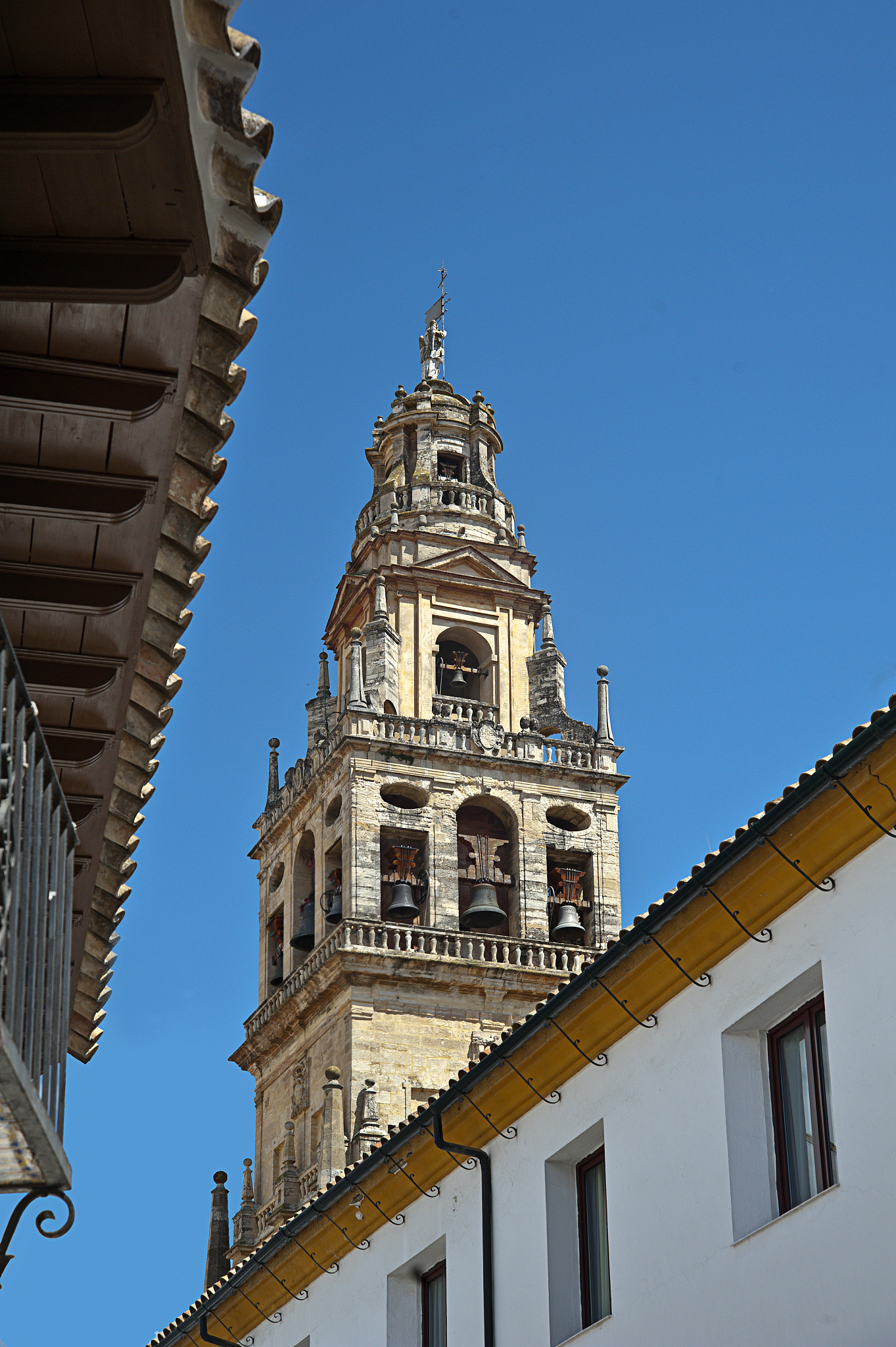 bell tower,mezquita  minaret view from ths street