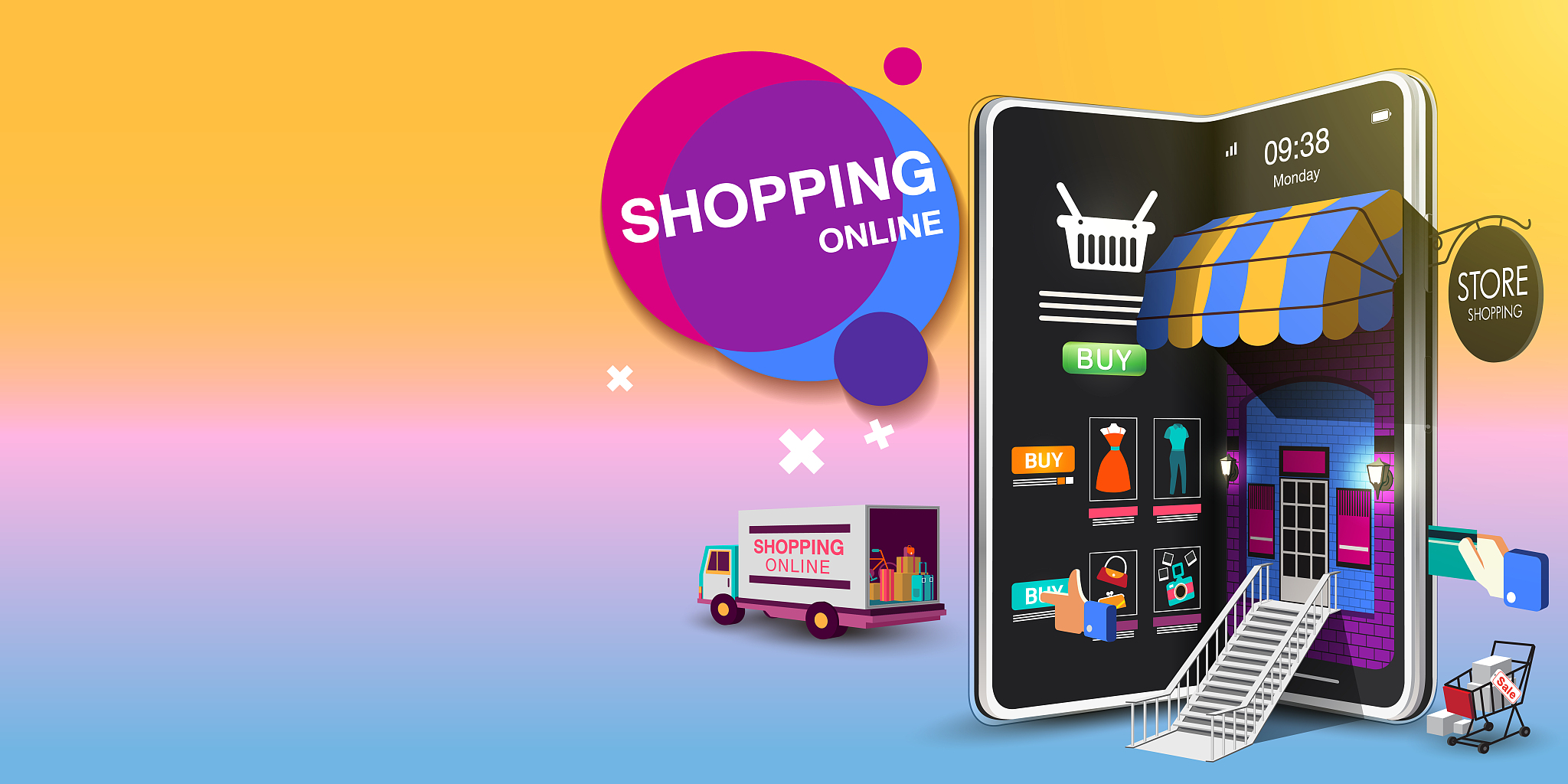 shopping online on mobile phone
