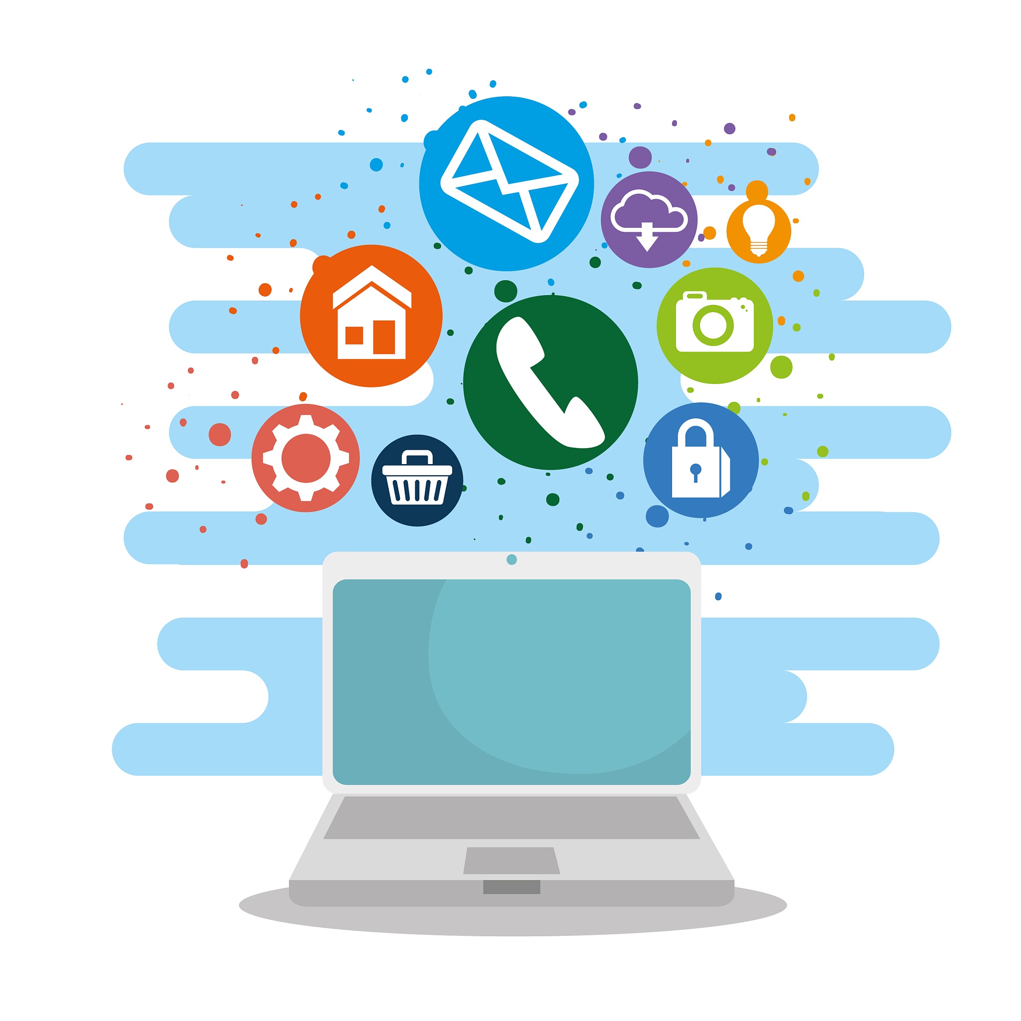 computer with digital social media connection