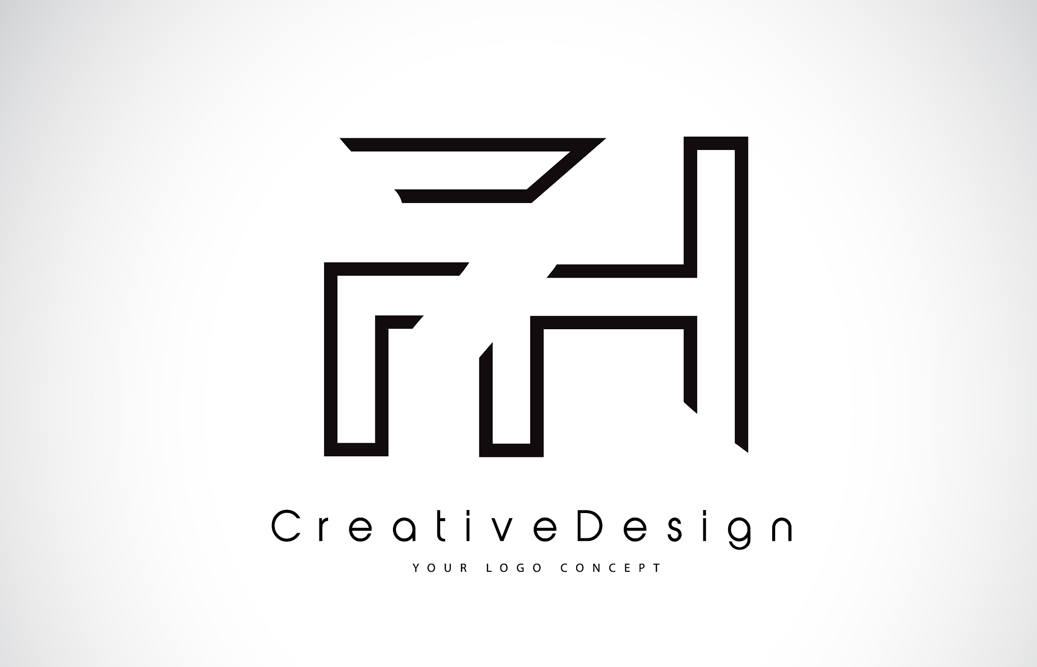 fh f h letter logo design in black colors