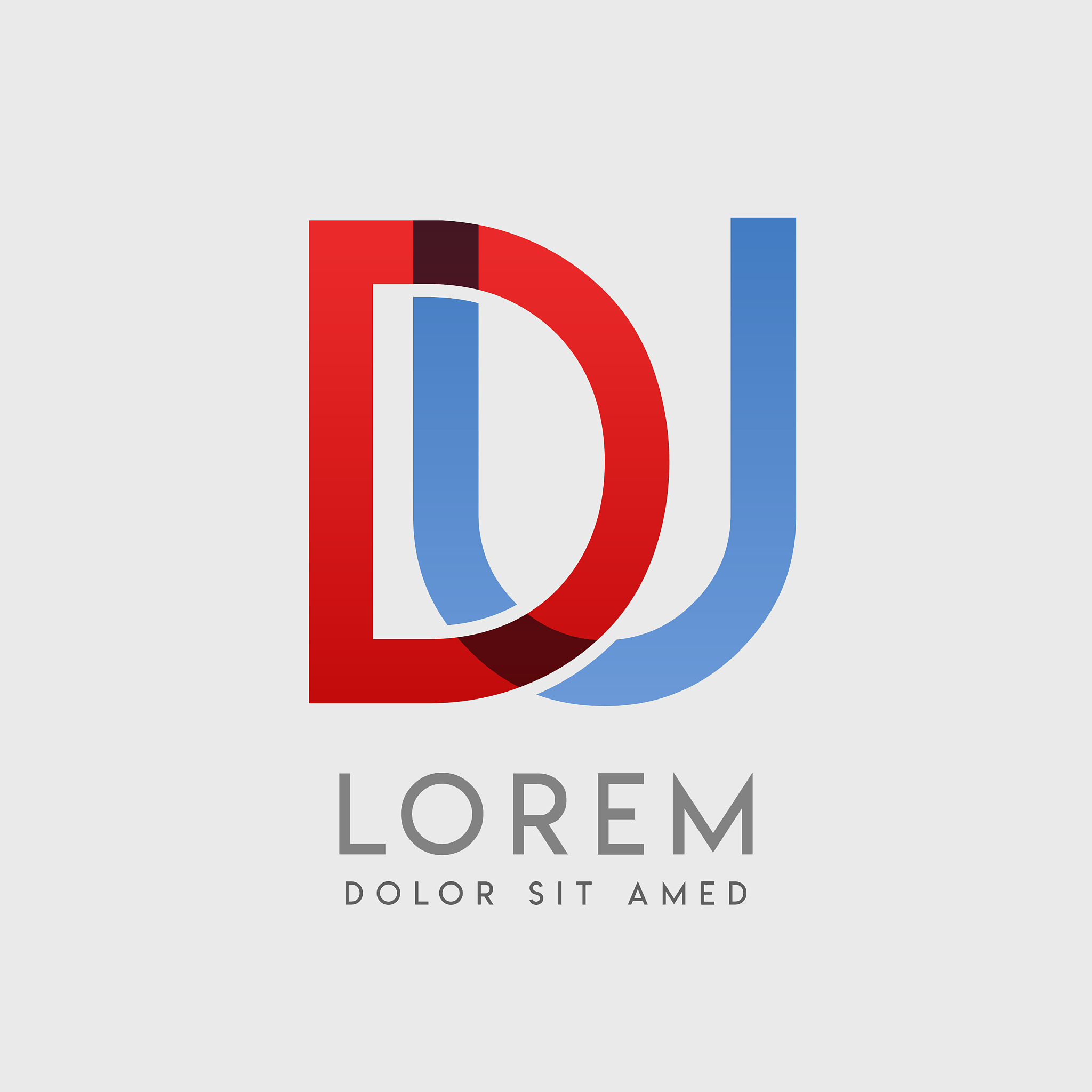 du logo letters with blue and red gradation