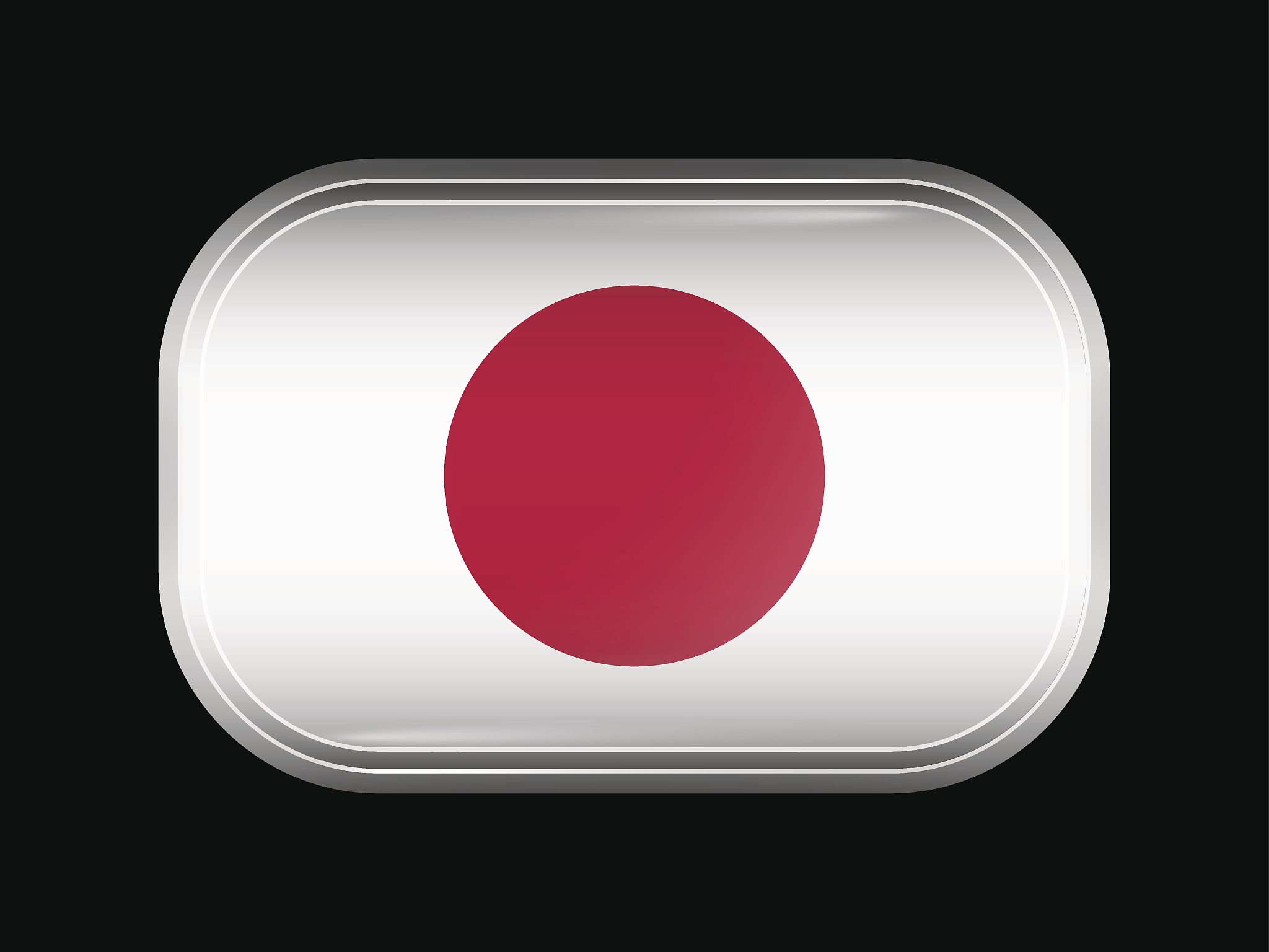 flag of japan. rectangular shape with rounded corners