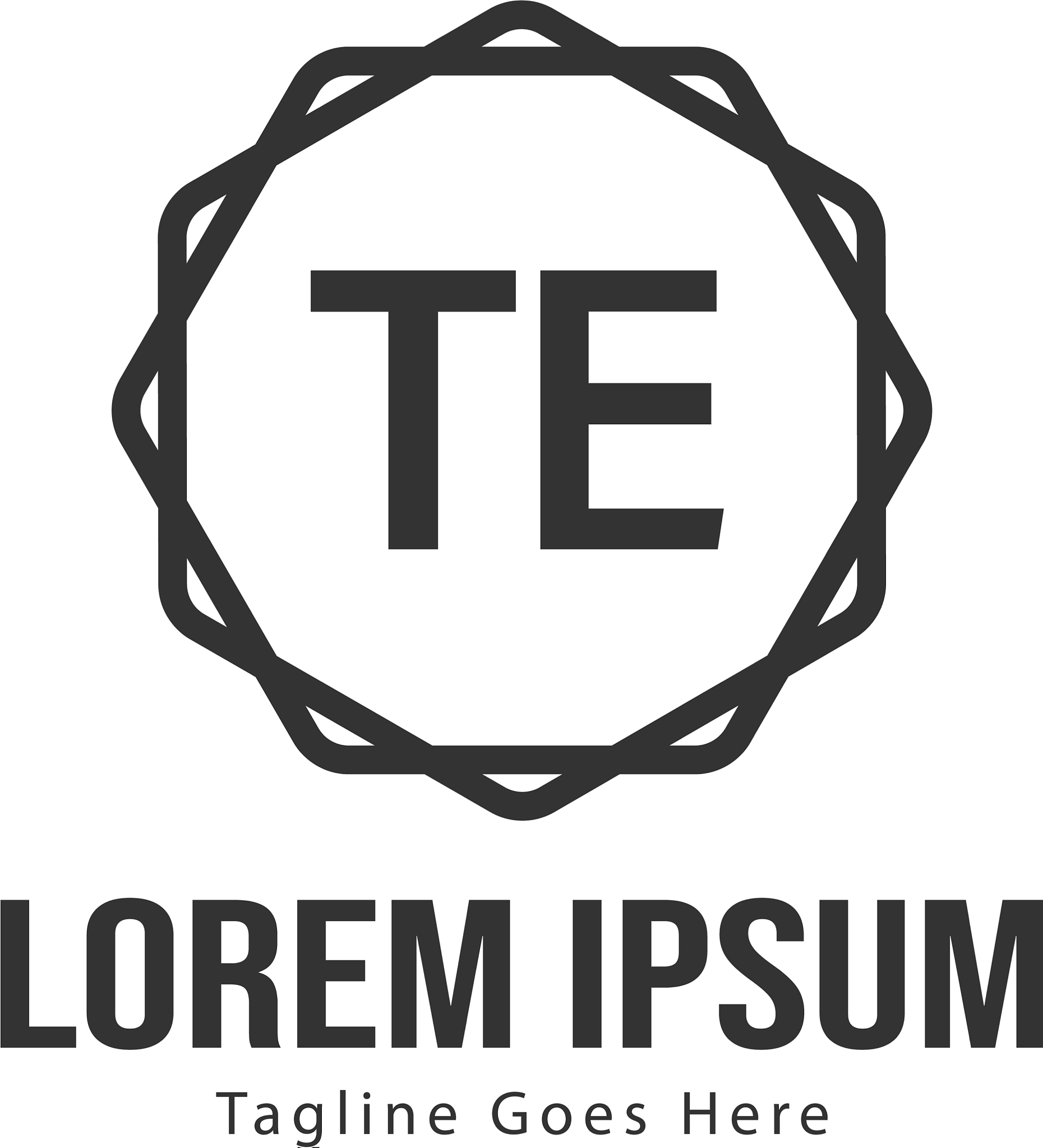 initial te logo template with modern frame
